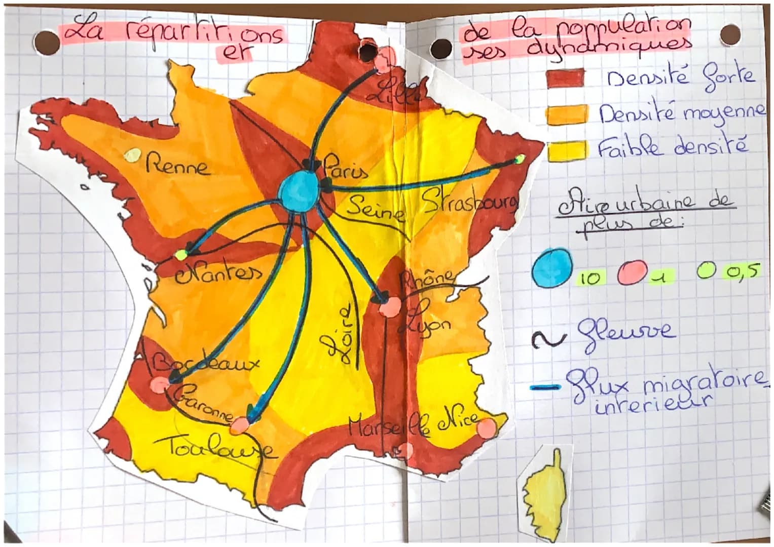 La répartitions
er
de la population
ses dynamiques •
Densite Sorte
Densité moyenne
Faible densite
Renne
Paris
Nantes
Loire
Seine Strasbourg