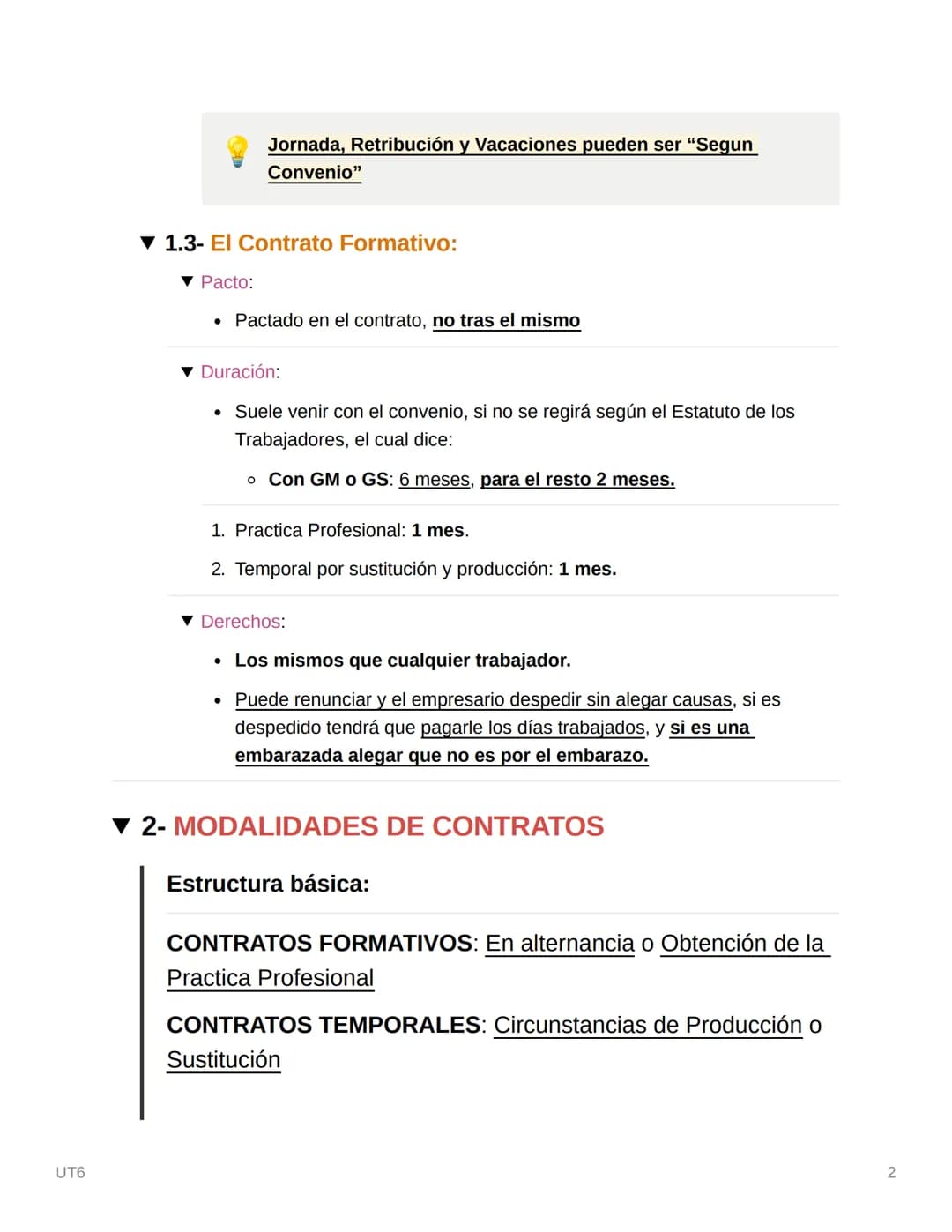 UT6
1- EL CONTRATO DE TRABAJO
▼1.1- La Capacidad para Celebrar un Contrato:
▼A) El Trabajador:
* Mayor de 18 o menor legalmente emanci