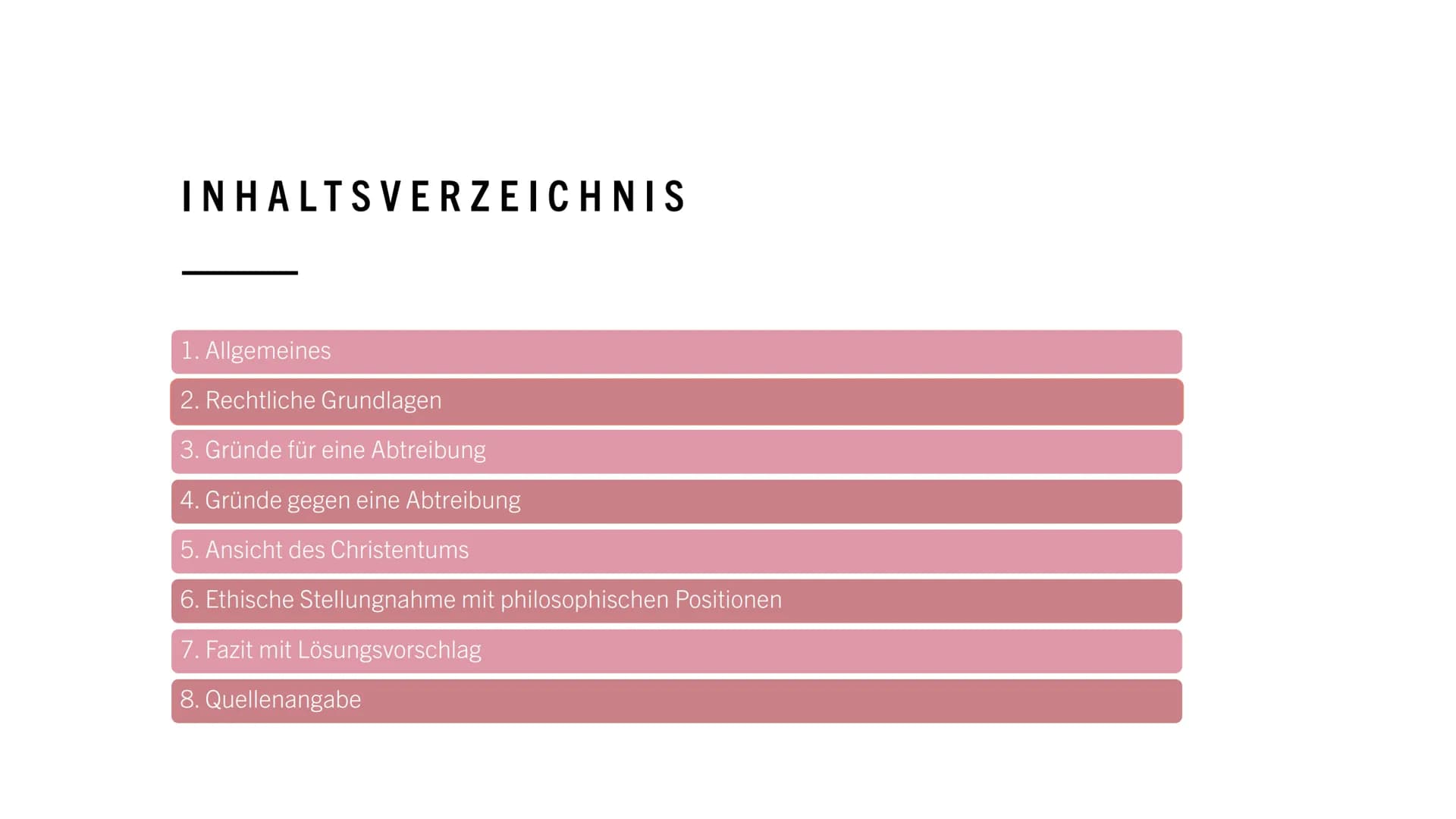 EMBRYO
12.SSW # ABTREIBUNG
moralisch vertretbar?
---
HANNAH DE RIESE
IW12B # INHALTSVERZEICHNIS
---
1. Allgemeines
2. Rechtliche Grun