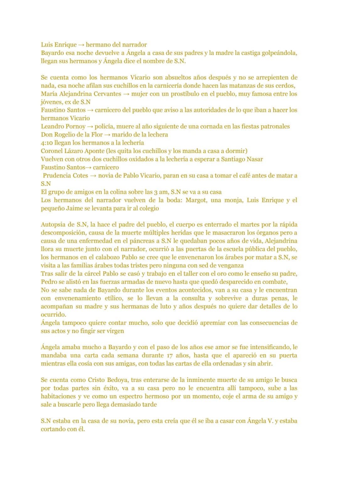 # "CRÓNICAS DE UNA MUERTE ANUNCIADA"
de Gabriel García Márquez
PUNTOS CLAVE DE LA OBRA
Santiago Nasar se viste, desayuna, sale de su casa a