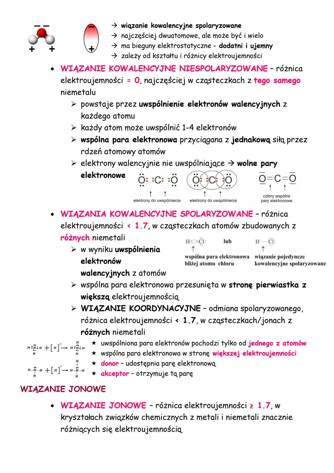 # wiązania kowalencyjne, jonowe
WIĄZANIA CHEMICZNE, ELEKTROUJEMNOŚĆ
* ELEKTROUJEMNOŚĆ - zdolność atomu pierwiastka do przyciągania
elekt