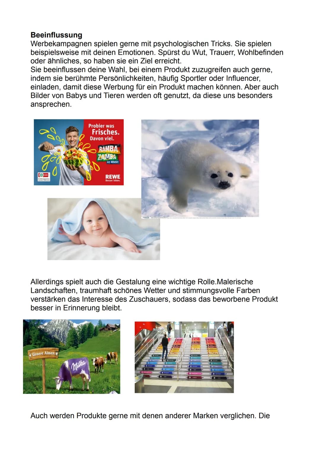 # Vorlage
Ich möchte euch heute erzählen, wie uns die Werbung beeinflusst. Ich habe dieses
Thema gewählt, da wir, obwohl viele Menschen beh