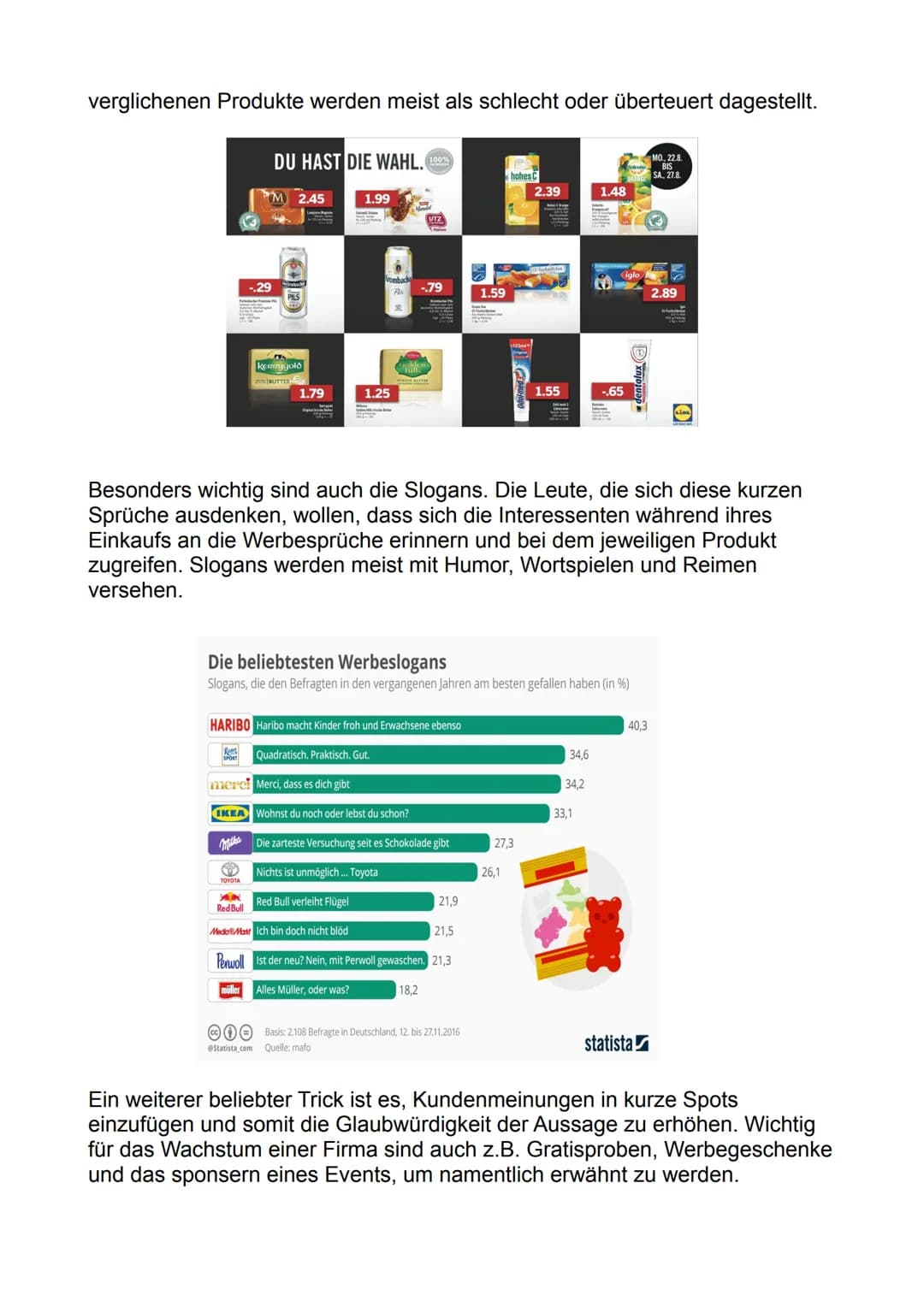 # Vorlage
Ich möchte euch heute erzählen, wie uns die Werbung beeinflusst. Ich habe dieses
Thema gewählt, da wir, obwohl viele Menschen beh