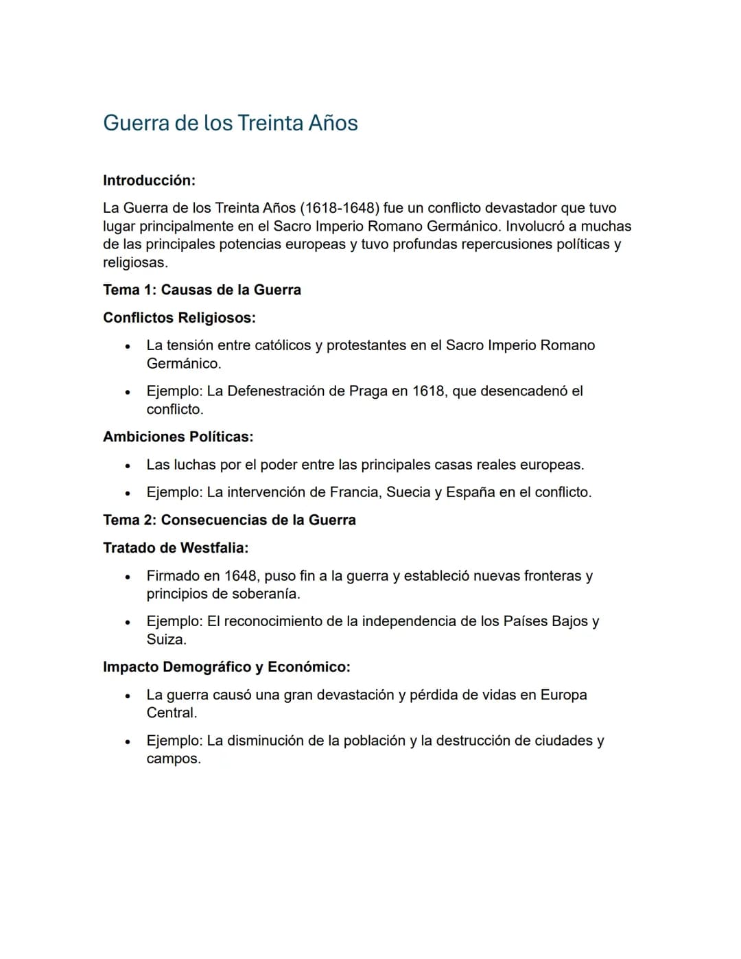 # Guerra de los Treinta Años
Introducción:
La Guerra de los Treinta Años (1618-1648) fue un conflicto devastador que tuvo
lugar principalm
