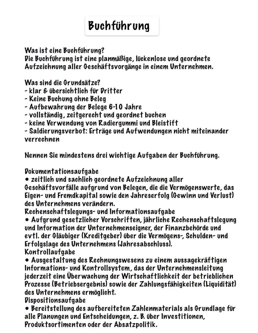 # Buchführung # Buchführung
Was ist eine Buchführung?
Die Buchführung ist eine planmäßige, lückenlose und geordnete
Aufzeichnung aller Gesc