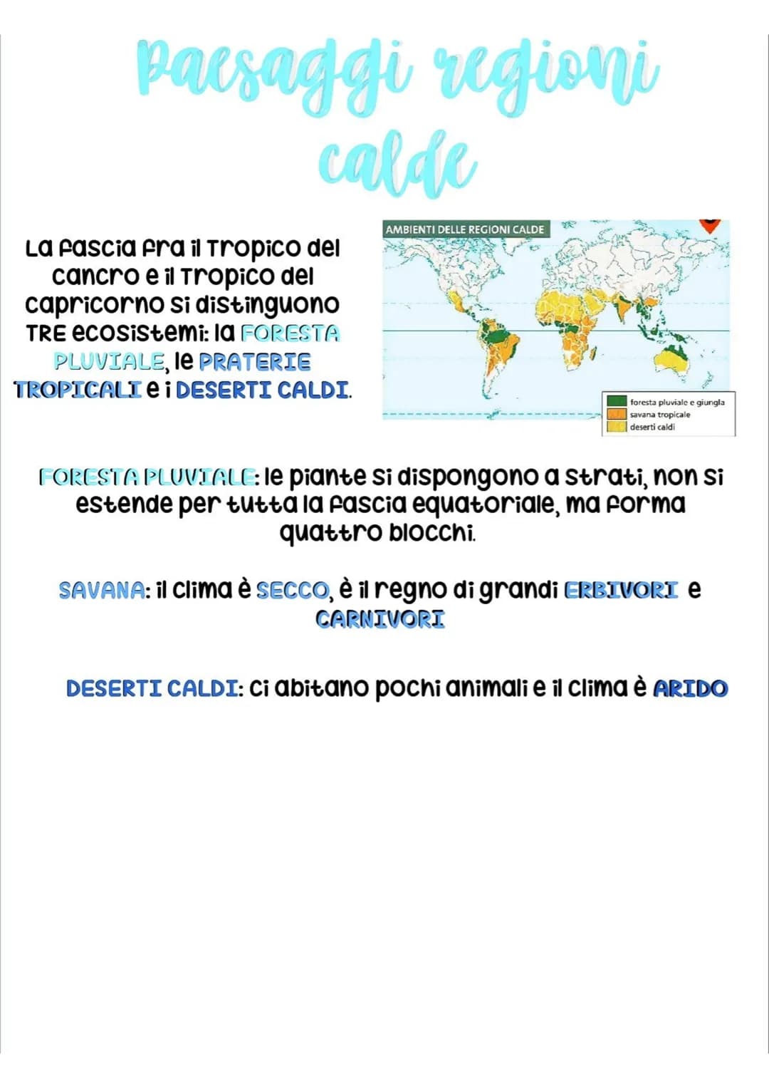 # Climi, zone climatiche
e ambienti
Fascia temperata boreale: climi temperati
Trouico del Cancro
Fquatore
Fascia torrida: climi caldi
T