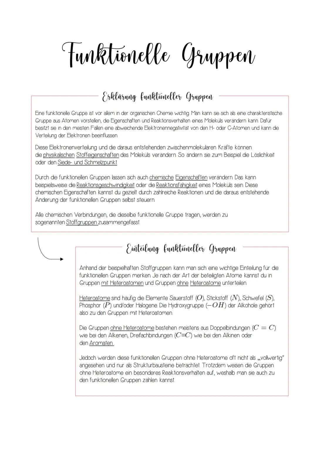 # Funktionelle Gruppen
Erklärung funktioneller Gruppen
Eine funktionelle Gruppe ist vor allem in der organischen Chemie wichtig Man kann s