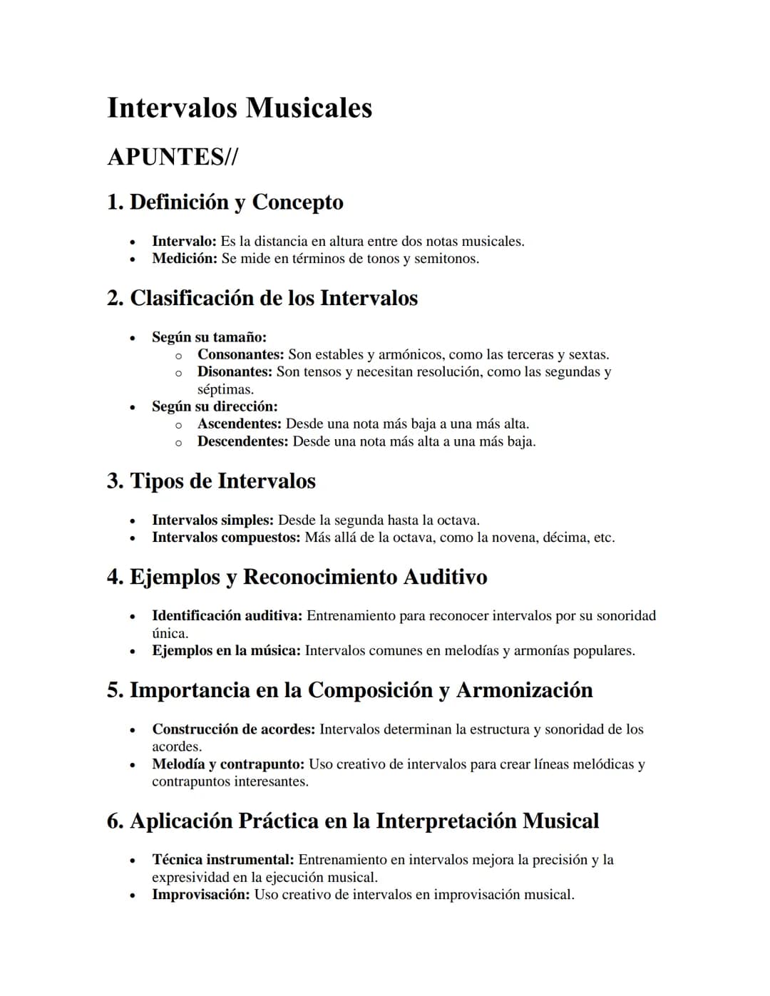 # Intervalos Musicales
APUNTES//
1. Definición y Concepto
- Intervalo: Es la distancia en altura entre dos notas musicales.
- Medición: S