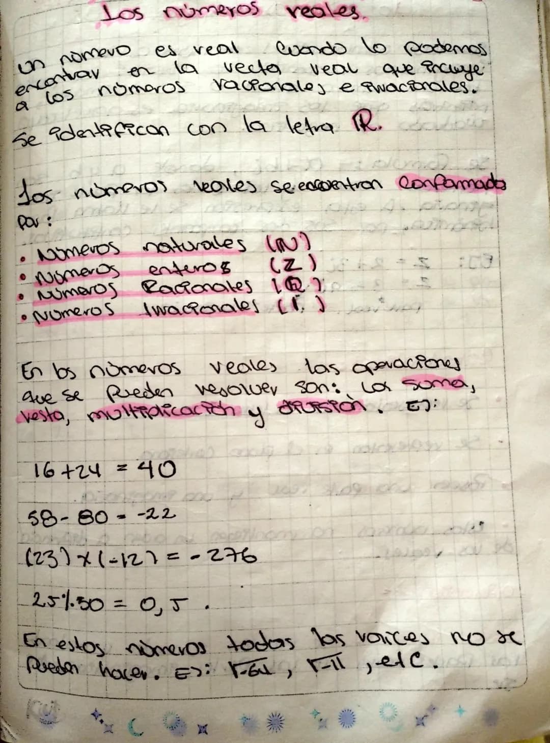 # Los números reales.
un nomevo es real wondo lo podemos
encontrav on la vecto veal que incuye
a cos nomoros vacionales e Pracionales.
Se