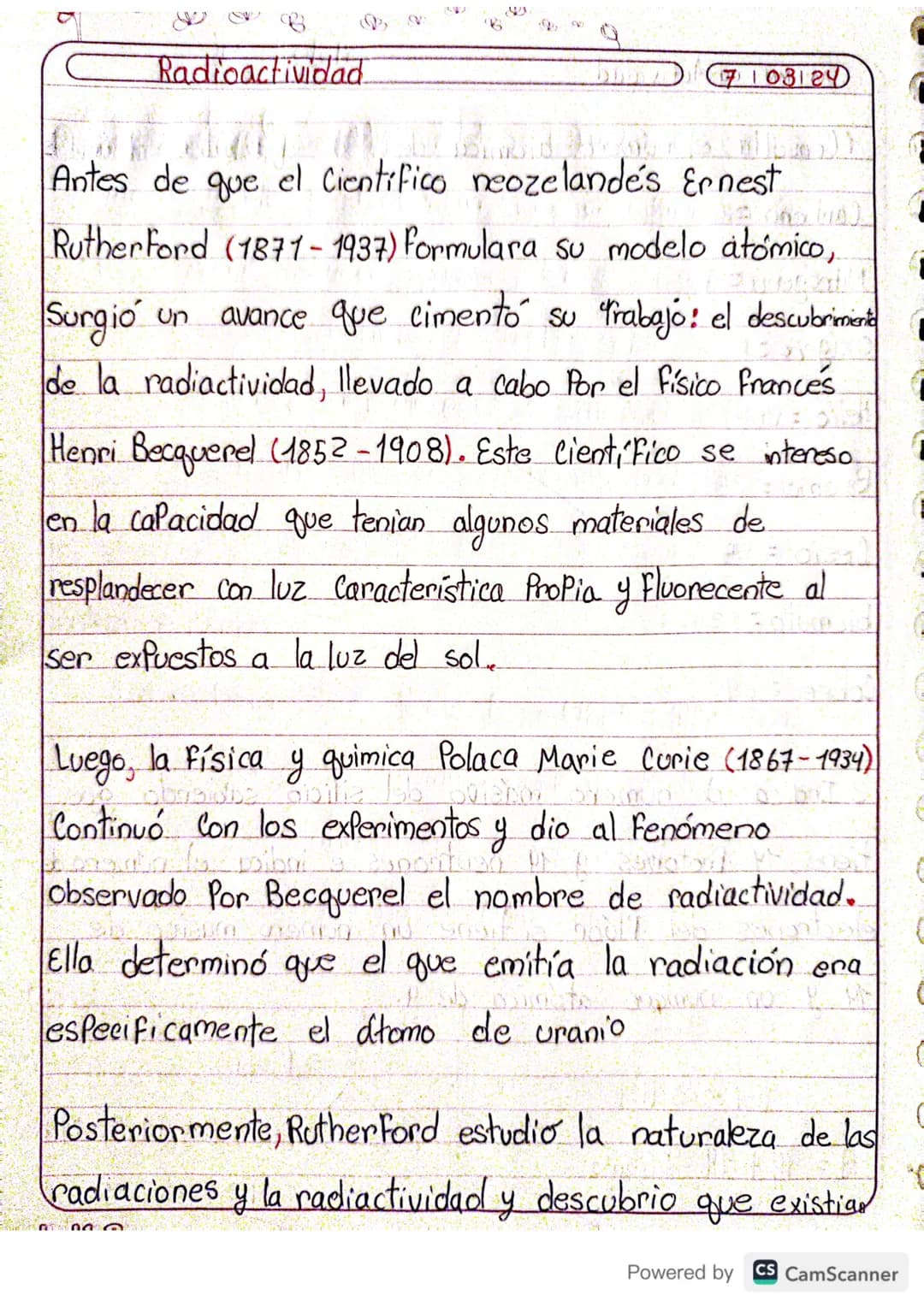 B
G
# Radioactividad
(7108124)
Antes de que el Científico neozelandés Ernest
Rutherford (1871-1937) Formulara su modelo atómico,
Surgió un