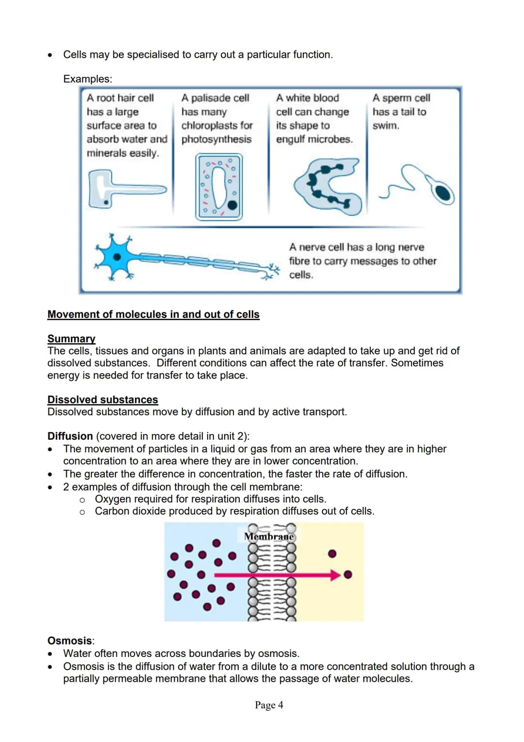 AQA
GCSE Biology
Paper 1
Summary Notes
Page 1 Topic 1 Cells and Cell Structures
Summary
All living things are made up of cells. The struc