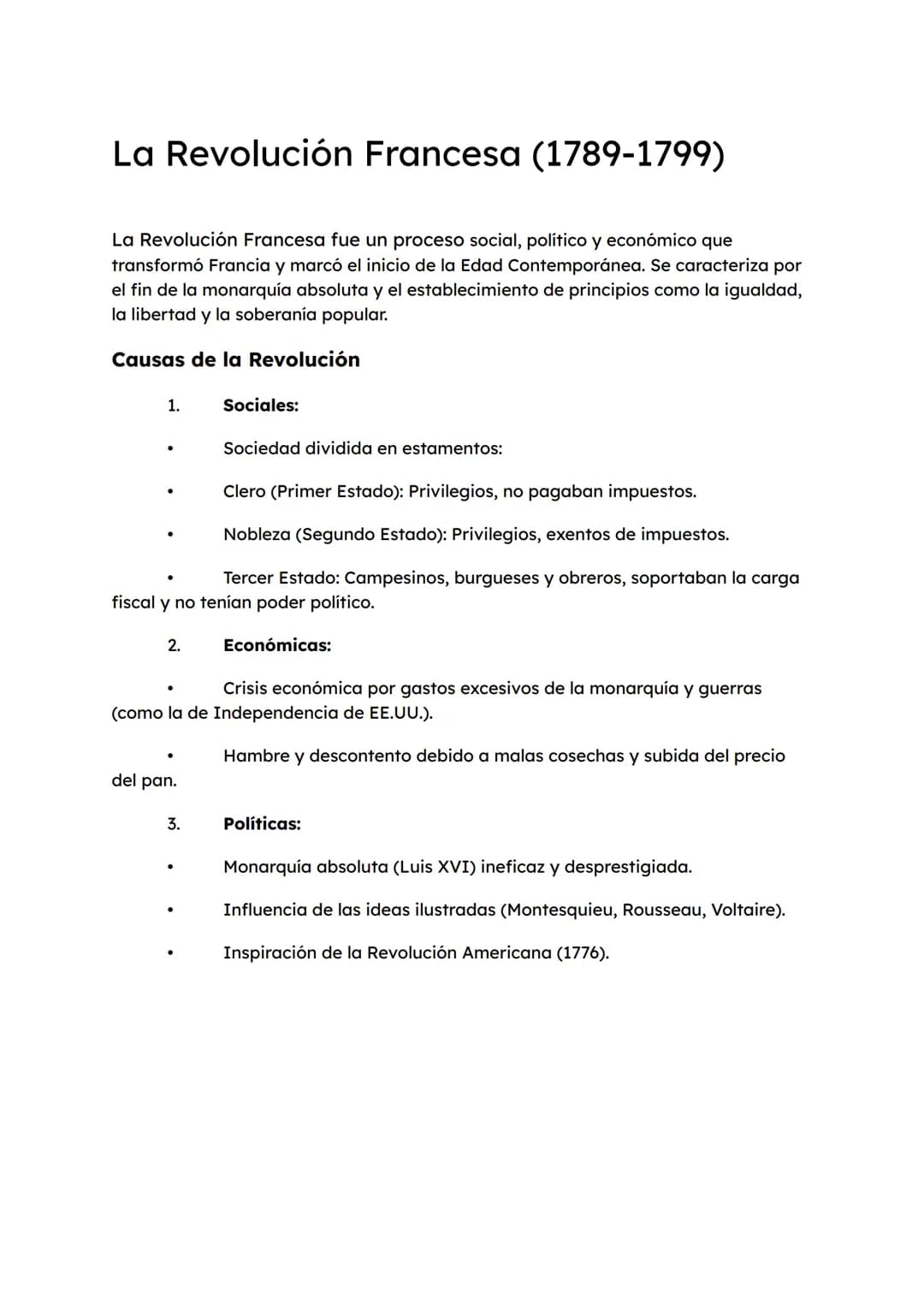 # La Revolución Francesa (1789-1799)
La Revolución Francesa fue un proceso social, político y económico que
transformó Francia y marcó el i