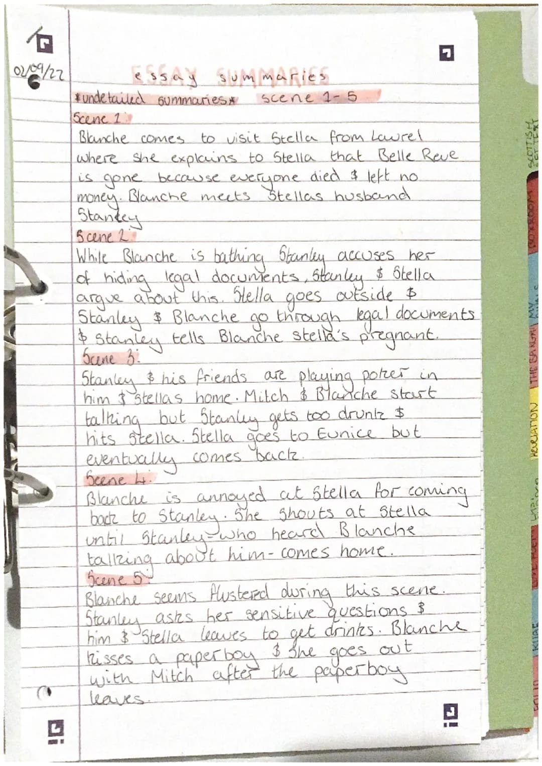 02/09/22
# essay summaries
*undetailed summaries* scene 1-5
Scene 1
Blanche comes to visit Stella from Laurel.
where she explains to Stella