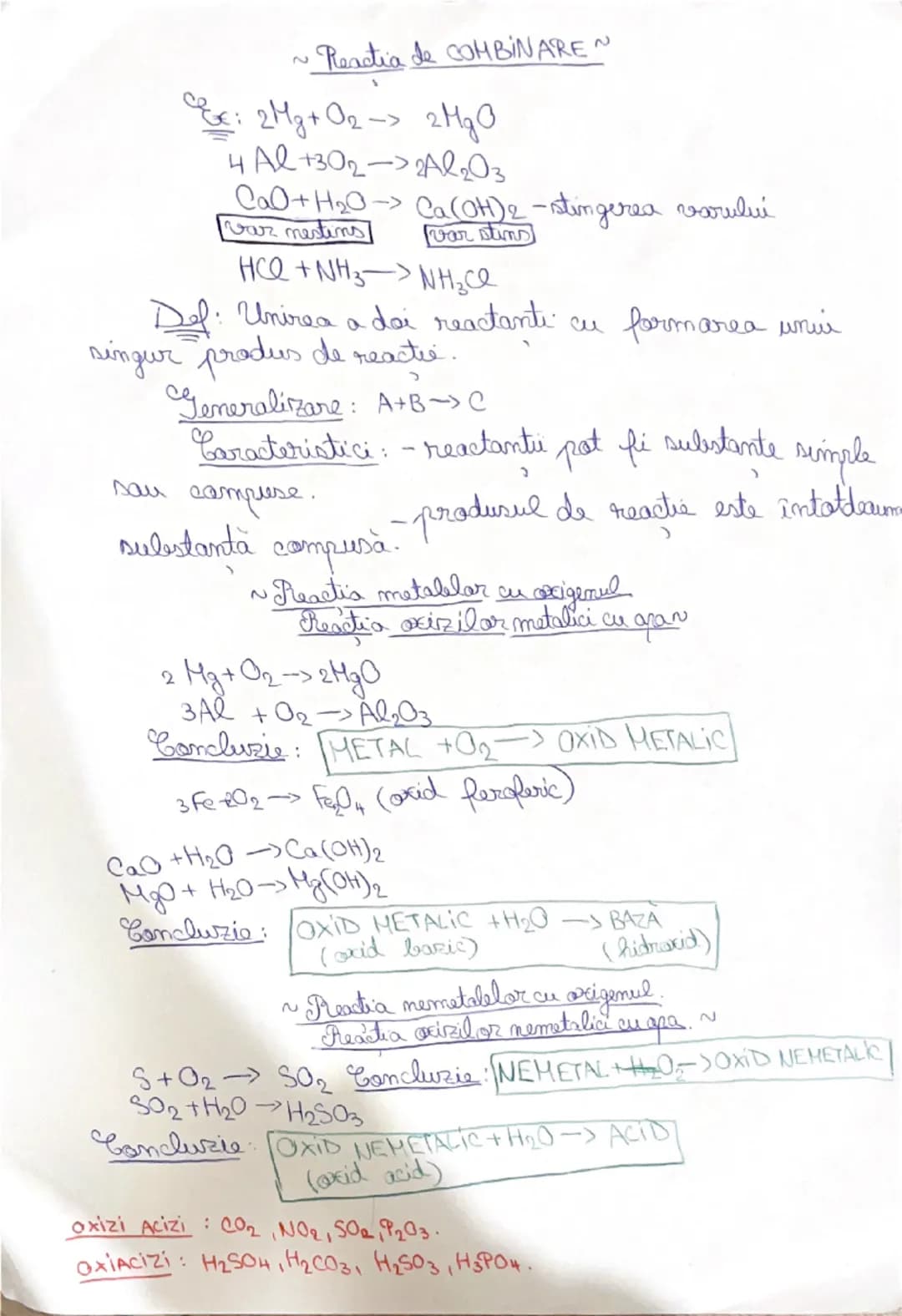 ~ Reactia de COMBINAREN
2Mg+02-> 2MgO
4 Al+3022Al2O3
CaO+H2O→ Ca(OH)2-stingerea varului
var nestins
var stins
HCQ+NH3NH3Cl
Def: Unire