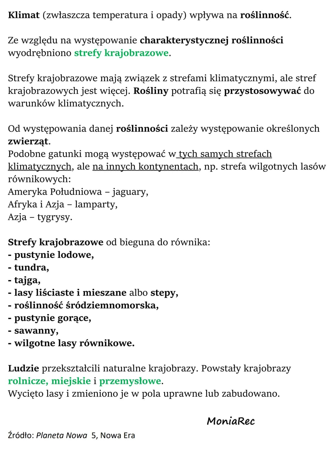 # Strefy
klimatyczne i
strefy krajobrazowe
Życie roślin, zwierząt i ludzi na danym obszarze zależy od:
- temperatury,
- opadów,
- zmiennośc