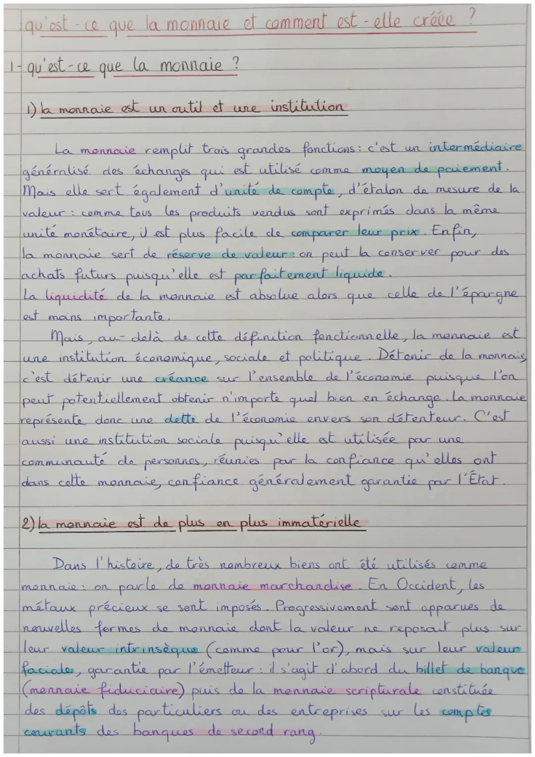 # qu'est-ce que la monnaie et comment est-elle créée ?
1- qu'est-ce que la monnaie ?
1) la monnaie est un outil et une institution
La mon