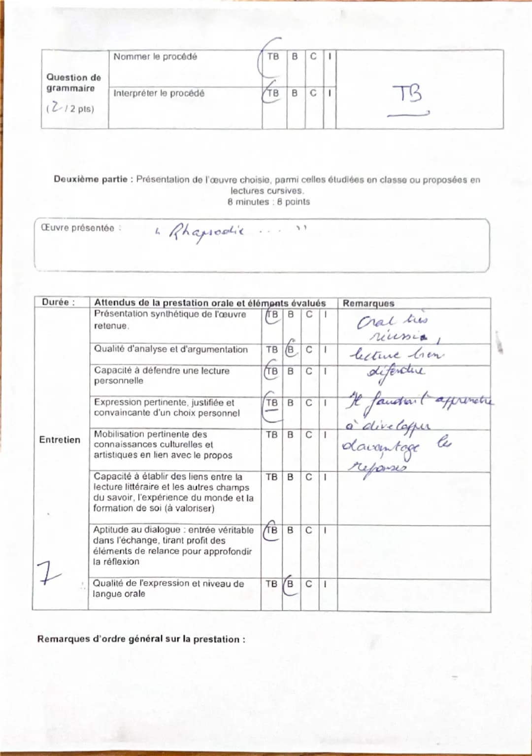 Nom de l'élève: Soline CARMIER
Heure d'arrivée: 11h
Note sur 20: 18/70.
Première partie: Exposé sur l'un des textes du descriptif.
12 minu