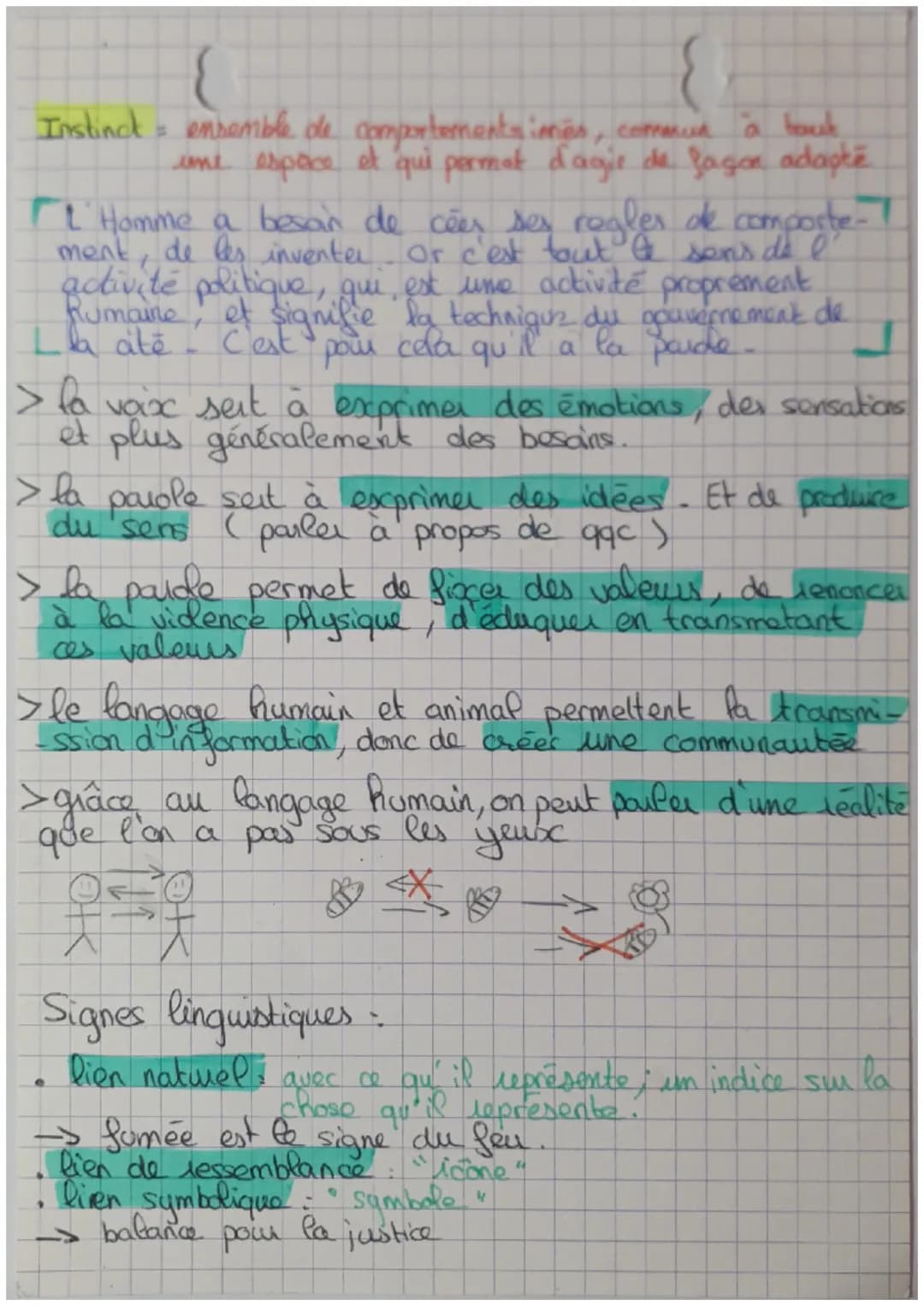 {
Instinct = ensemble de comportementsines, commur à tout
une espace et qui permet d'agir de fagon adapté
I' Homme a besan de ceer ses reg