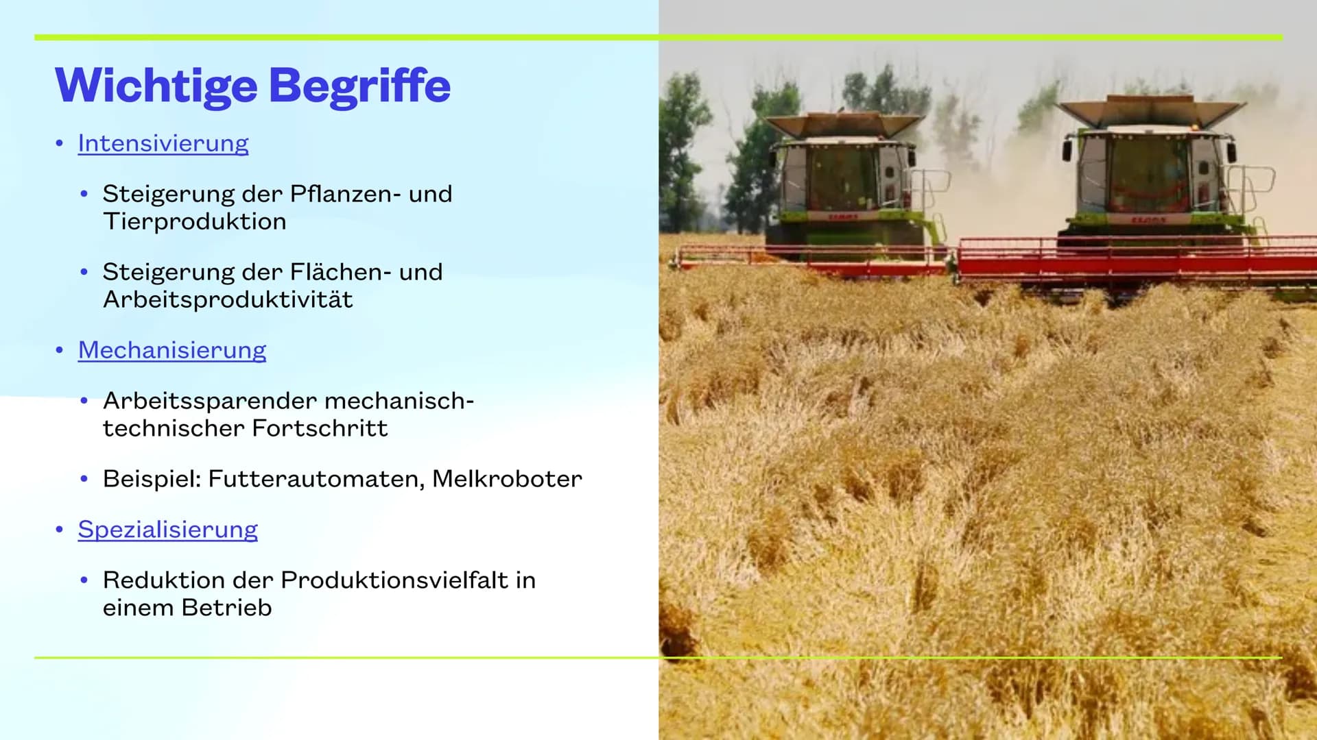# Landwirtschaft
LARA, MORITZ UND KLARA
Intensivierung in den
gemäßigten Zonen und Subtropen # THEMEN
* Landwirtschaft: gemäßigte Zone