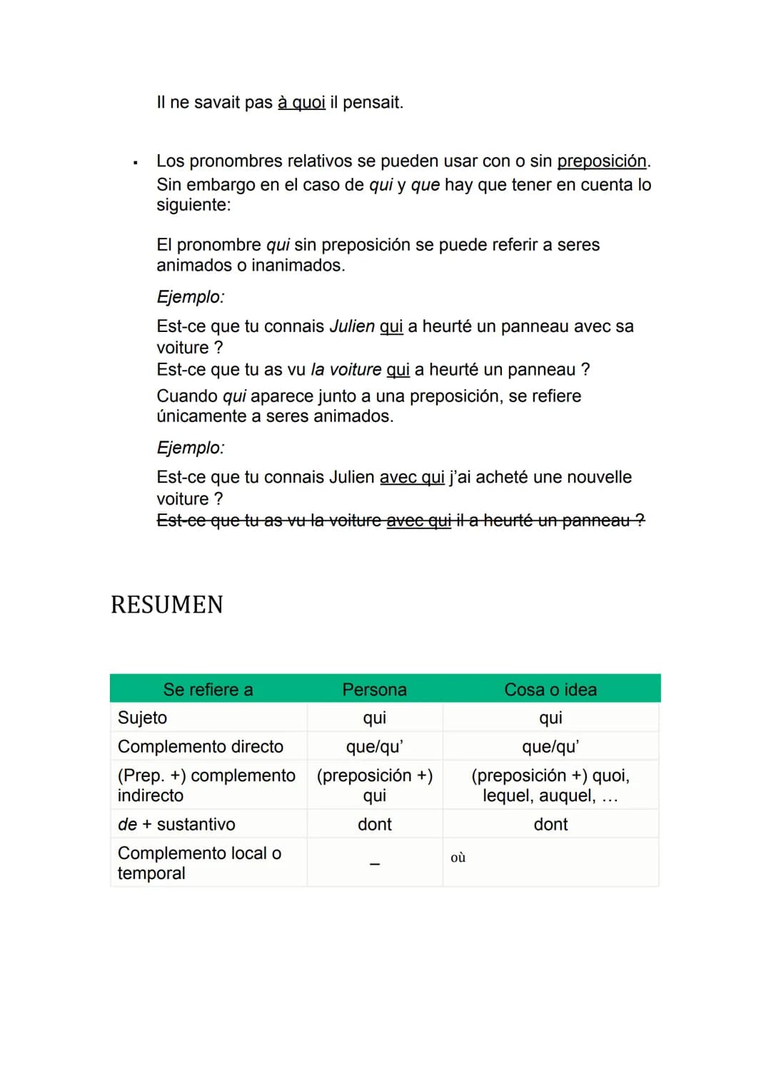 # LOS PRONOMBRES RELATIVOS
Los pronombres relativos introducen las oraciones de relativo, es
decir, oraciones subordinadas que aportan info
