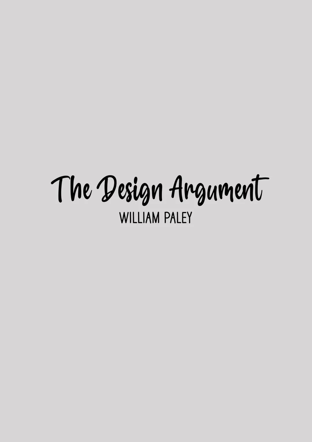 # The Design Argument
WILLIAM PALEY AQA A-level Religious Studies 7062. A-level exams June 2018 onwards, Version 1.2 5 June 2019
# 3 Subje