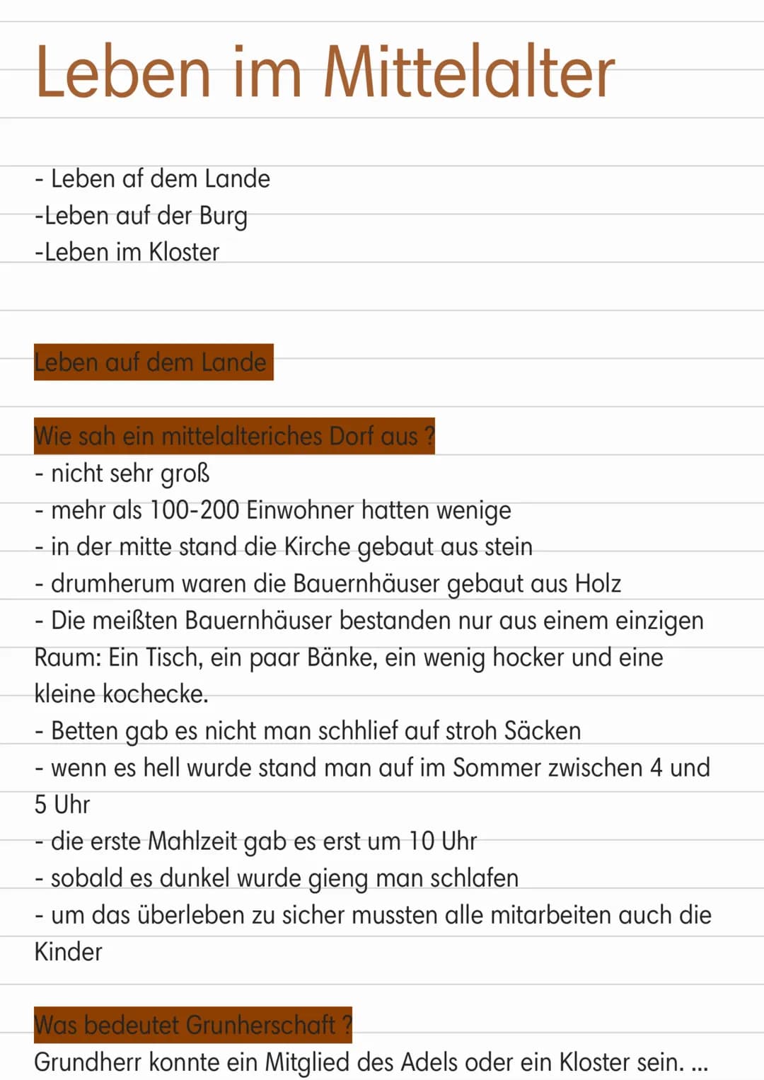 # Leben im Mittelalter
Leben af dem Lande
-Leben auf der Burg
-Leben im Kloster
Leben auf dem Lande
Wie sah ein mittelalteriches Dorf aus