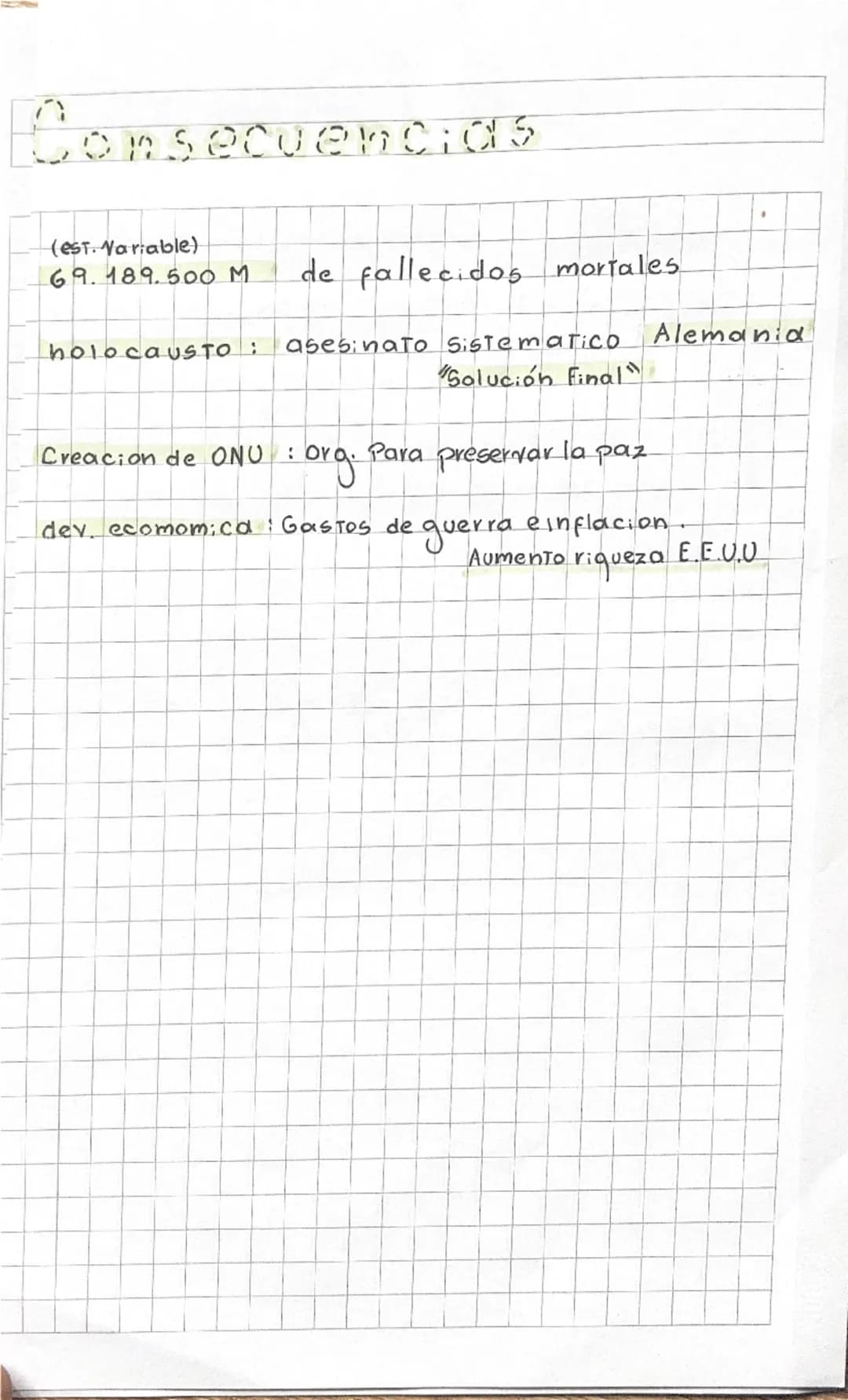 Causas / antecedentes
* Ineficiencia Soc. 1931 Japón inv. Manchuria
1933 Alem. inv. la soc. naci.
aciones unidas. 1939 Alem. inv. Austria