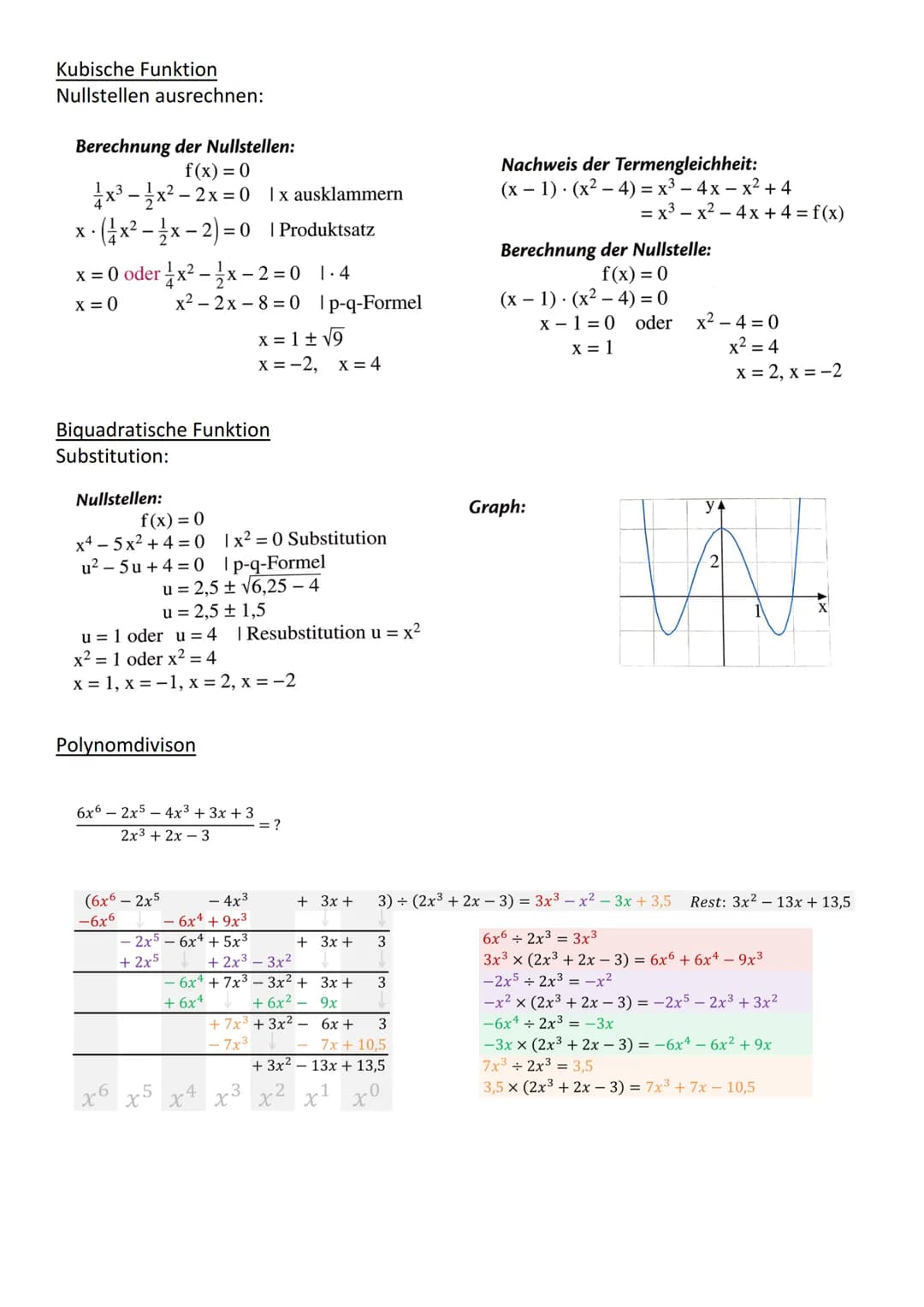 Analysis
Ganzrationale Funktionen
Definition 1.10
Eine Funktion mit der Gleichung
f(x) = $a_nx^n + a_{n-1}x^{n-1} + ... a_1x + a_0$
heißt