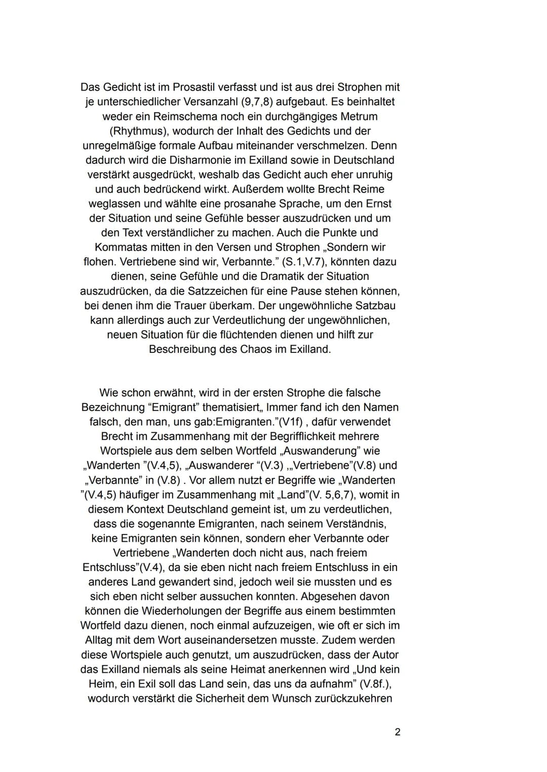 # Gedichtinterpretation
Name
„Über die Bezeichnung Emigranten" - Bertolt Brecht
In dem Gedicht „Über die Bezeichnung Emigranten" von Bert