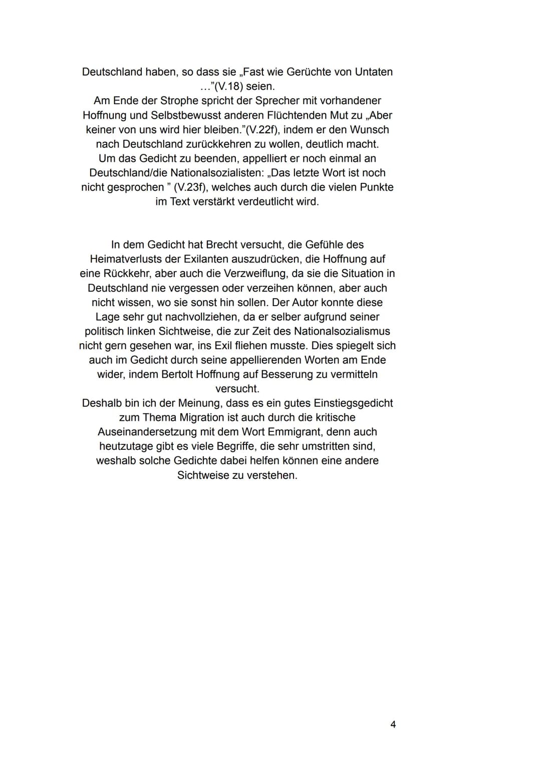 # Gedichtinterpretation
Name
„Über die Bezeichnung Emigranten" - Bertolt Brecht
In dem Gedicht „Über die Bezeichnung Emigranten" von Bert