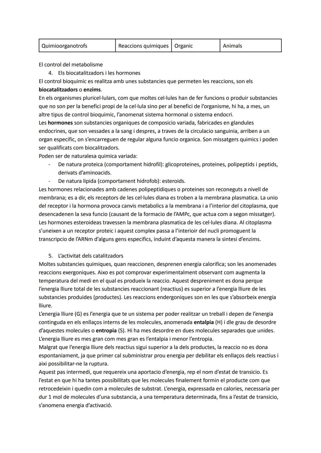 UNITAT 1: EL METABOLISME CEL-LULAR I ELS ENZIMS
1. El concepte de metabolisme
El metabolisme cel·lular és el conjunt de reaccions químique