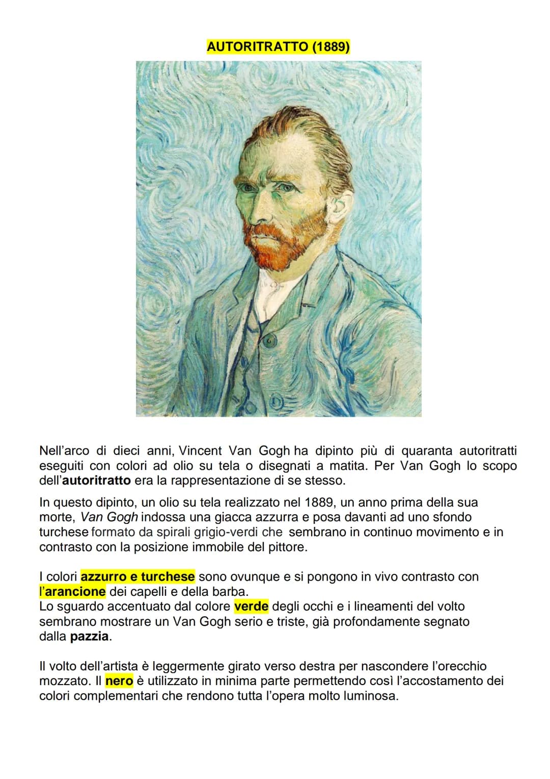 # VINCENT VAN GOGH
Vincent Van Gogh (1853-1890) è considerato oggi uno dei più grandi artisti di
sempre, ma in vita le sue opere erano poco
