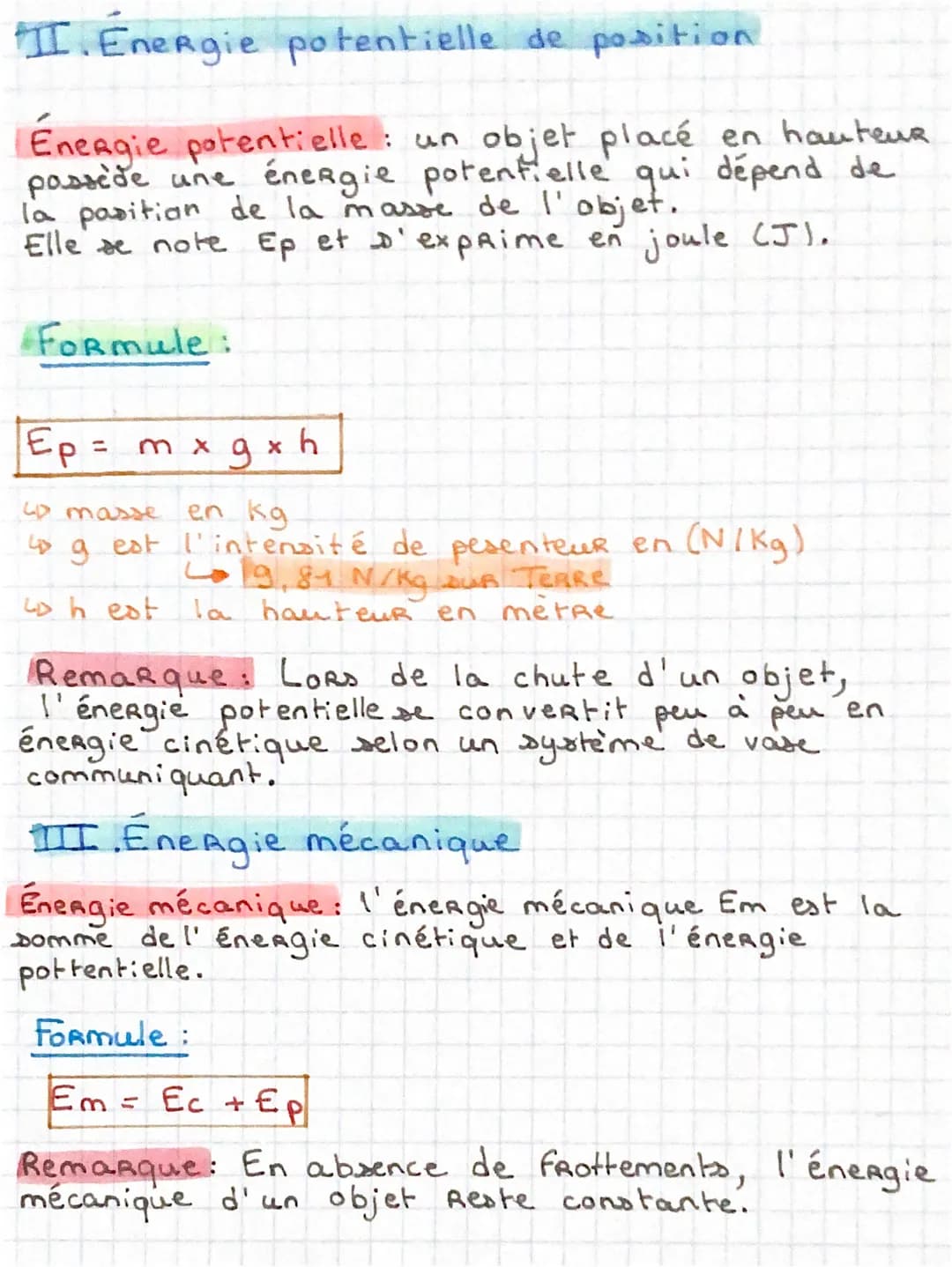 Chapitre 5: Energie d'un objet en mouvement
I. Énergie cinétique
Énergie cinétique: I' énergie cinétique d'une
objet dépend de sa vitesse