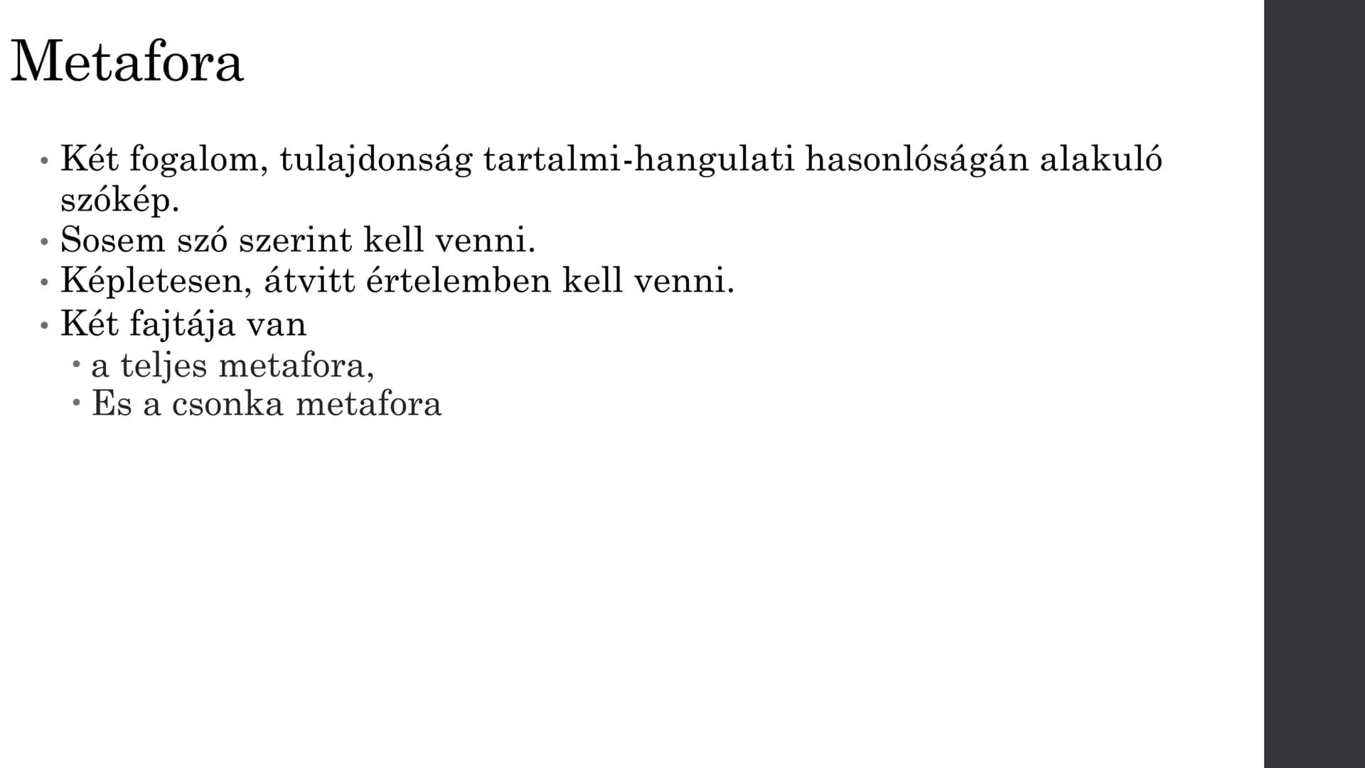 # Szóképek és
alakzatok
Készítette: Fófai Laura # Metafora
* Két fogalom, tulajdonság tartalmi-hangulati hasonlóságán alakuló
szókép.
*