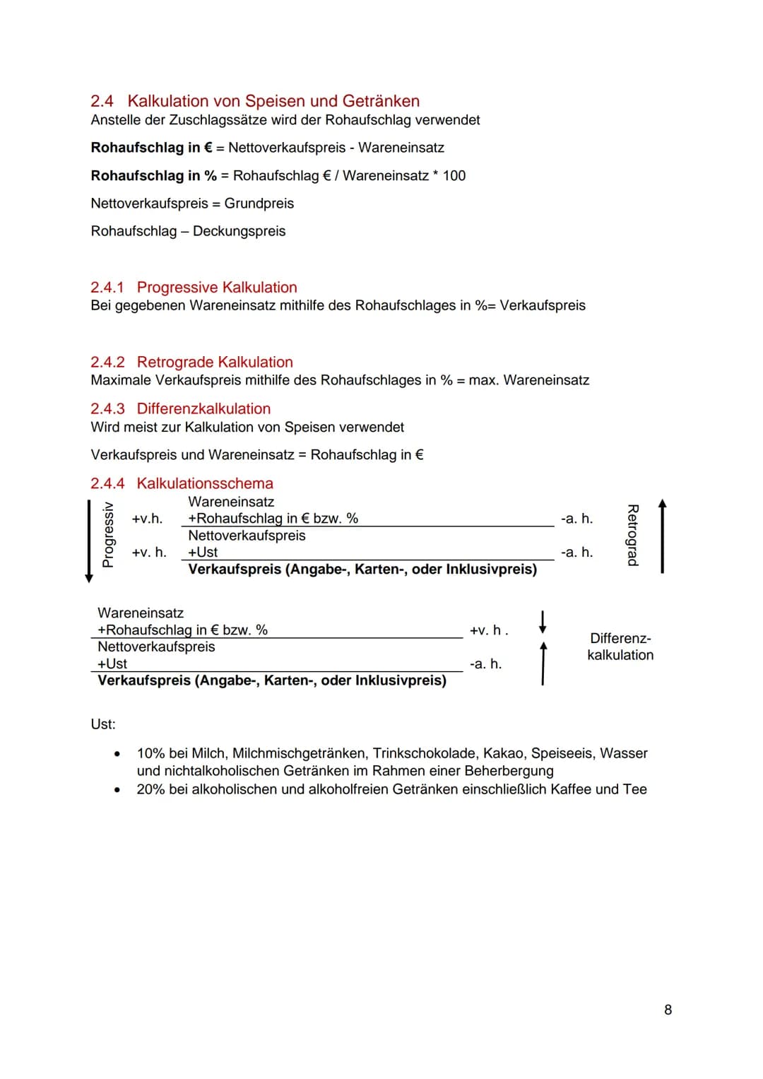 # Inhaltsverzeichnis
1 Istkostenrechnung zu Vollkosten: 3
1.1 Bezugskalkulation: 4
1.1.1 Progressive Bezugskalkulation. 4
1.1.2 Retrogra