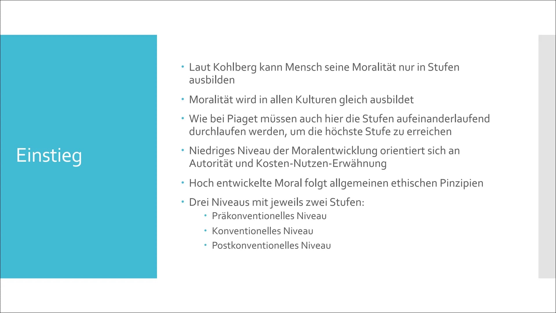 # Moralische Entwicklung nach Kohlberg
Eine Präsentation von Lilith # Inhaltsverzeichnis
Lawrence Kohlberg
Moralbegriff
Interviewansatz