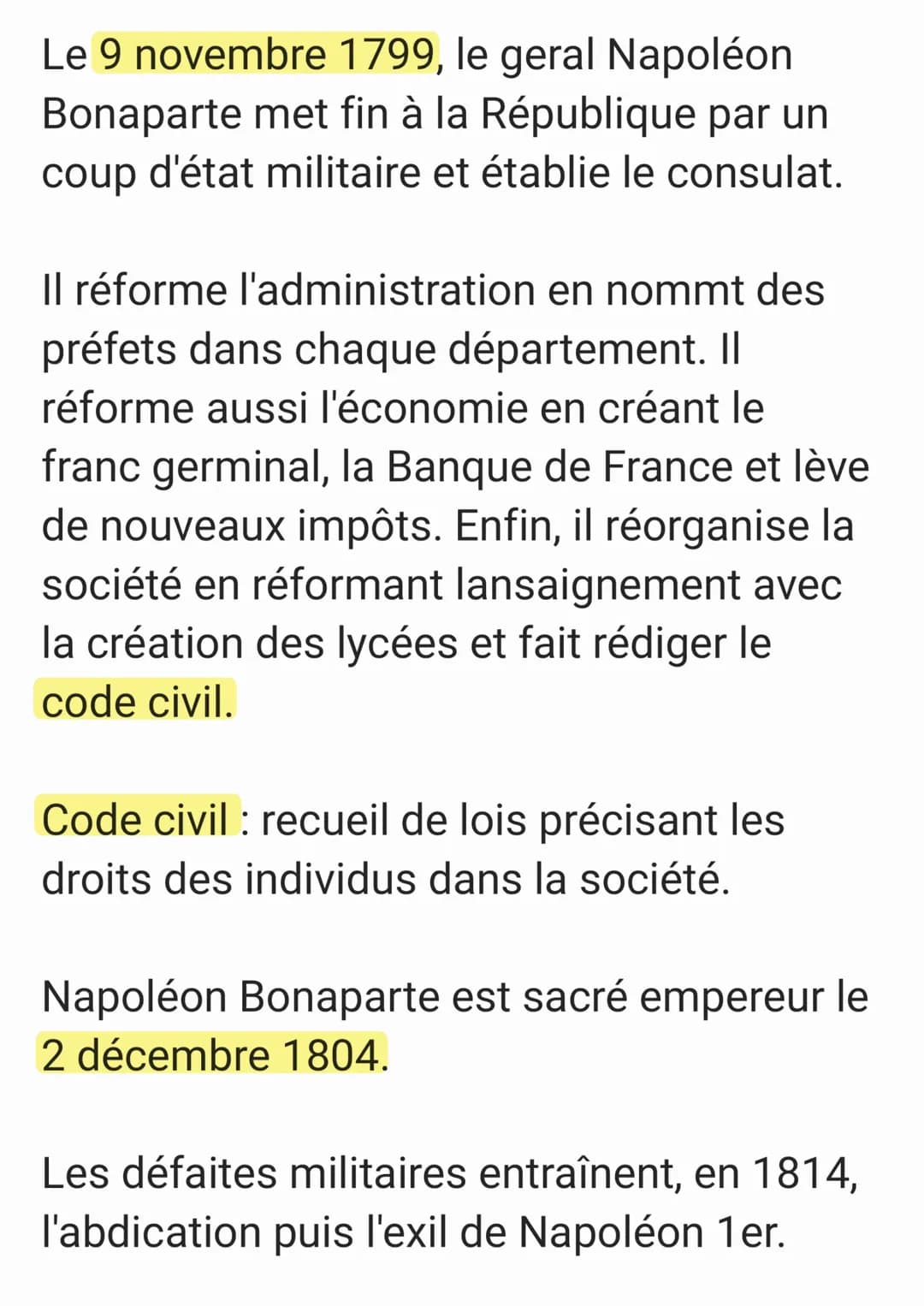 Jusqu'à 1791 : monarchie absolue
1791-1792: monarchie constitutionnelle
1792-1799: République
1799-1804: consulat
1804-1814: empire
Au