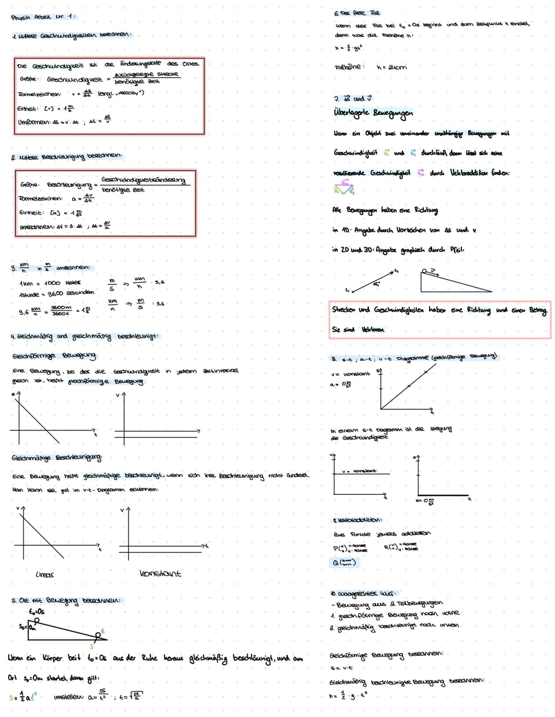 # Physik Arbeit Dr. 1:
1 Hitlere Geschwindigkeiten besednnen!
Die Geschwindigkeit ist die Änderungsrate des Ortes.
axicugelegte sreеске
G