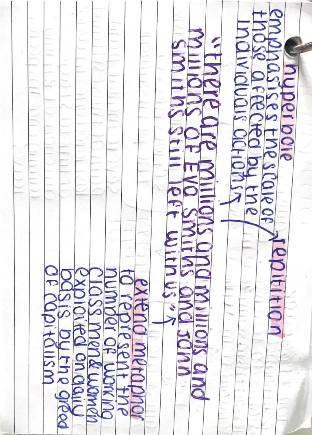 The inspector
coreshadoWS everyones involvemen
In Ero smiths death
`a chain of events`
events everything
that happened
TO EVA. hyperbole