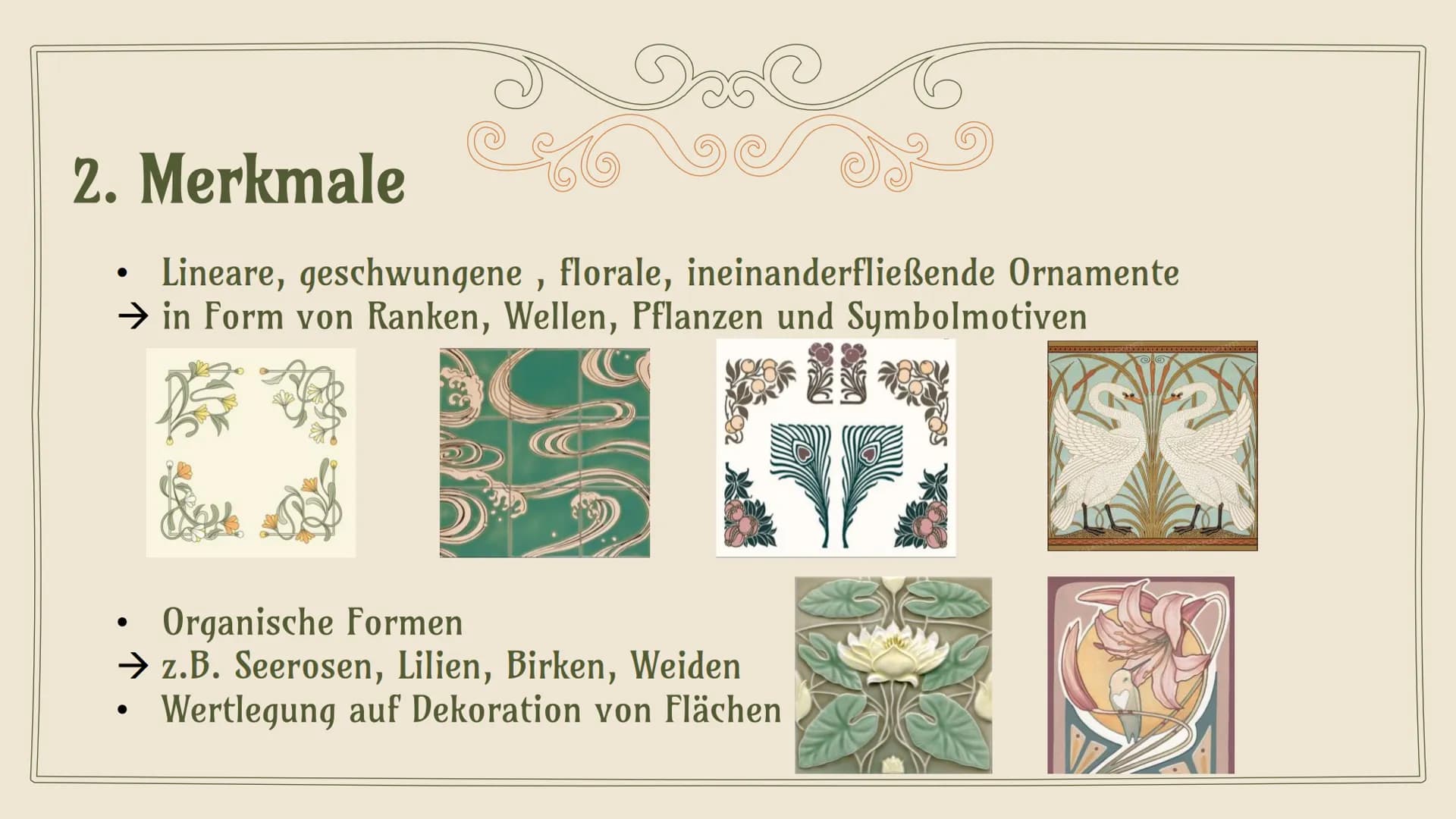 # JUGENDSTIL
## ART NOUVEAU
Trang Le Thi Minh 12b Kunst 2 # Gliederung
1. Entstehung
2. Merkmale
3. Architektur
4. Handwerk
5. Mode „Edwa