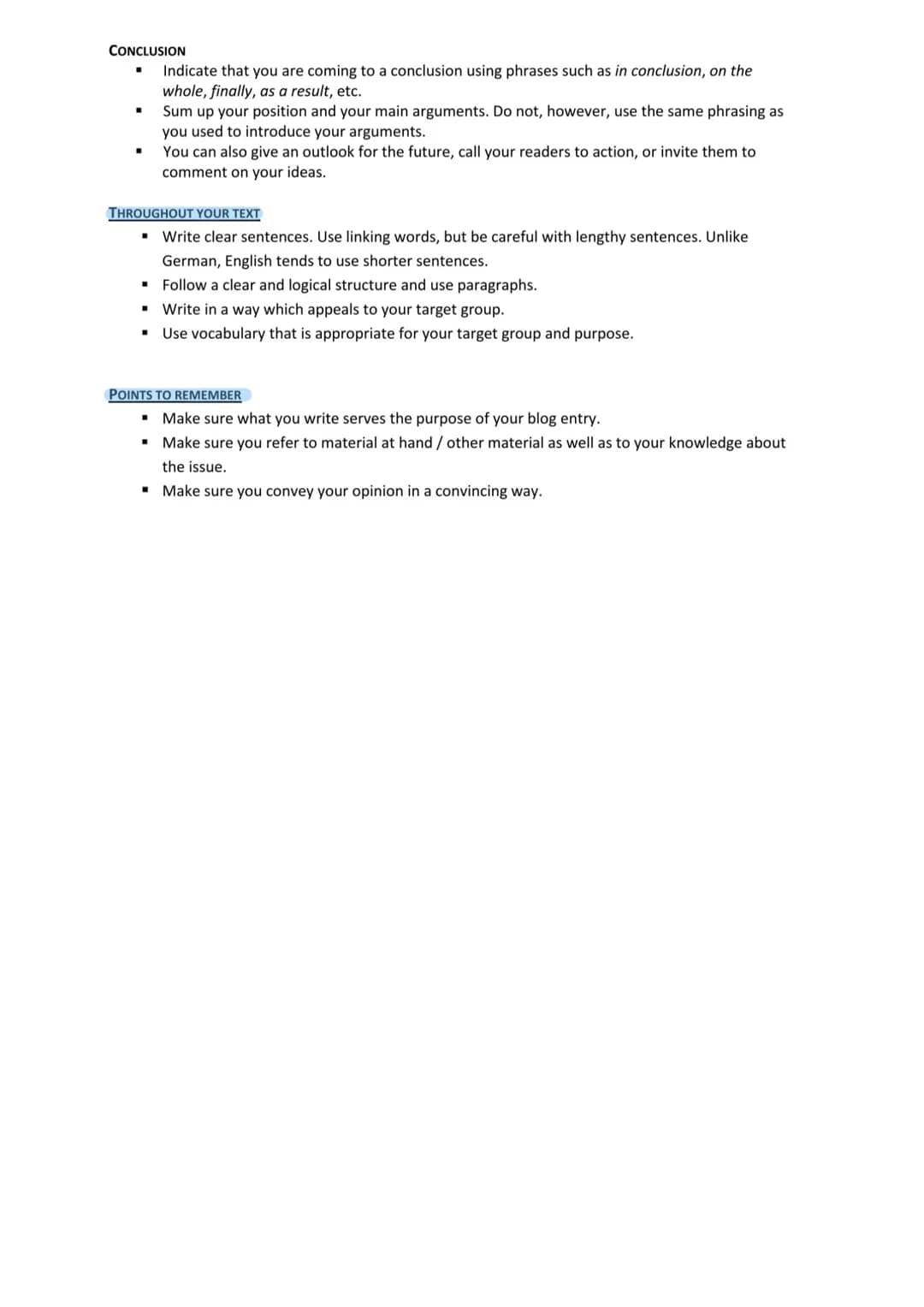 53 Writing a blog entry
5.3.1 Criteria for writing a blog entry
The term "blog" was coined in the 1990s. It is an abbreviation of the word