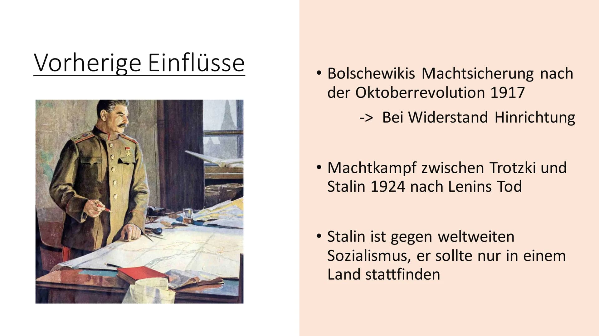 # Stalinismus
Die Diktatur von Josef Stalin 1928-58 Inhaltsverzeichnis
• Was ist Stalinismus?
• Vorherige Einflüsse
• Zwangskollektivierun