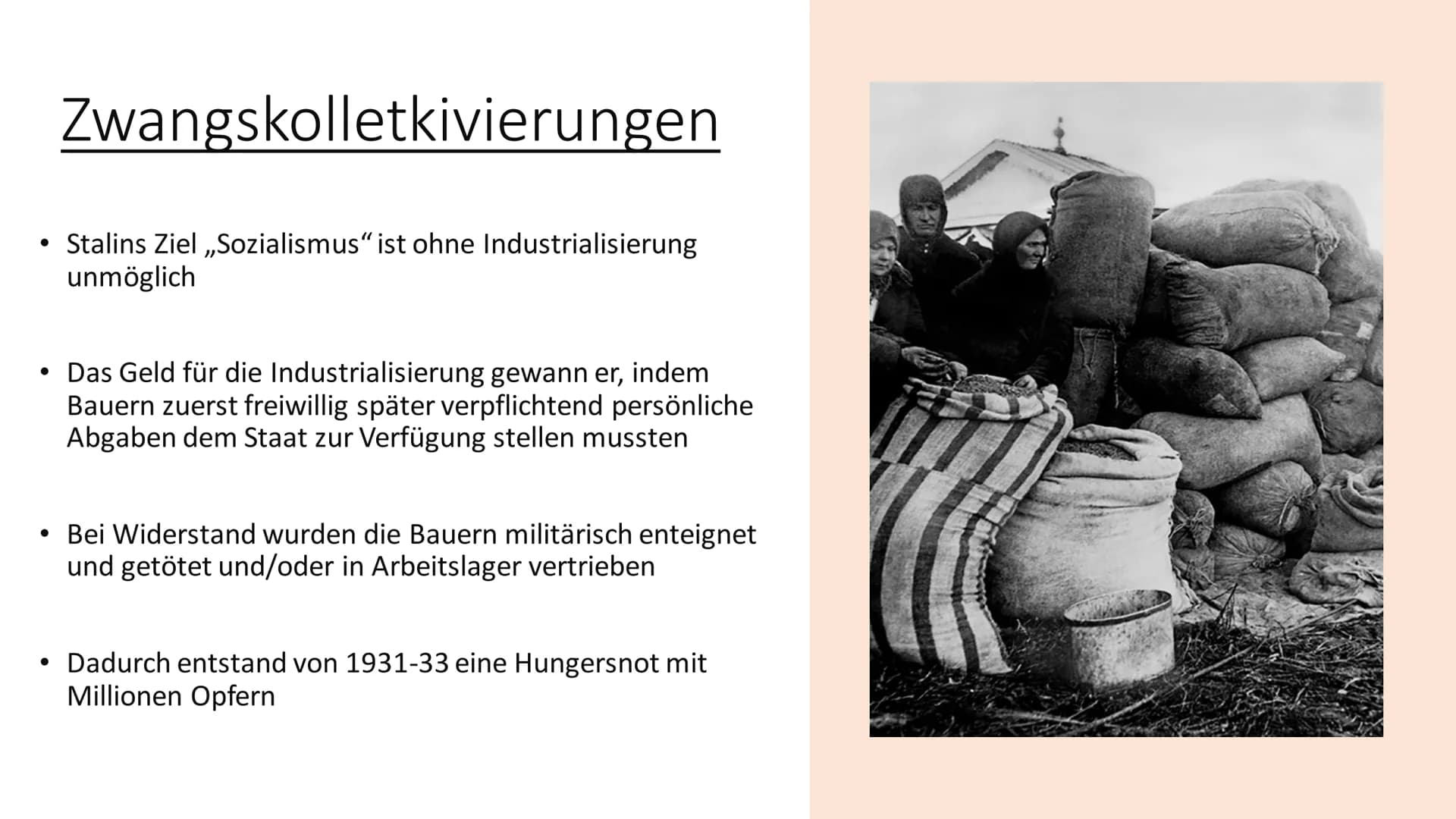# Stalinismus
Die Diktatur von Josef Stalin 1928-58 Inhaltsverzeichnis
• Was ist Stalinismus?
• Vorherige Einflüsse
• Zwangskollektivierun