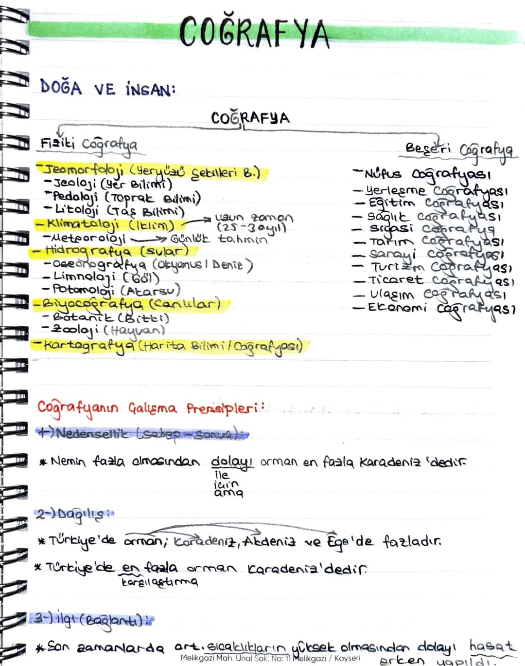 # COĞRAFYA
DOĞA VE İNSAN:
COĞRAFYA
Fiziki coğrafya
-Jeomorfoloji (Yeryüzü şekilleri B.)
-Jeoloji (yer Bilimi)
"Pedoloji (Toprak Bilimi