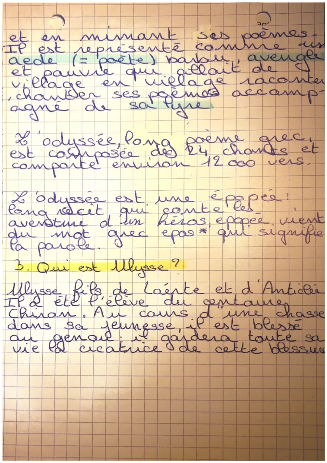 Evaluation sur
l'Odyssée
(Chapitre 4)
C'est quoi l'odyssée?
1.2 Iliade et l'odyssée
Ce sant les feres œuvre écrite
en grec Ce sant de Panas