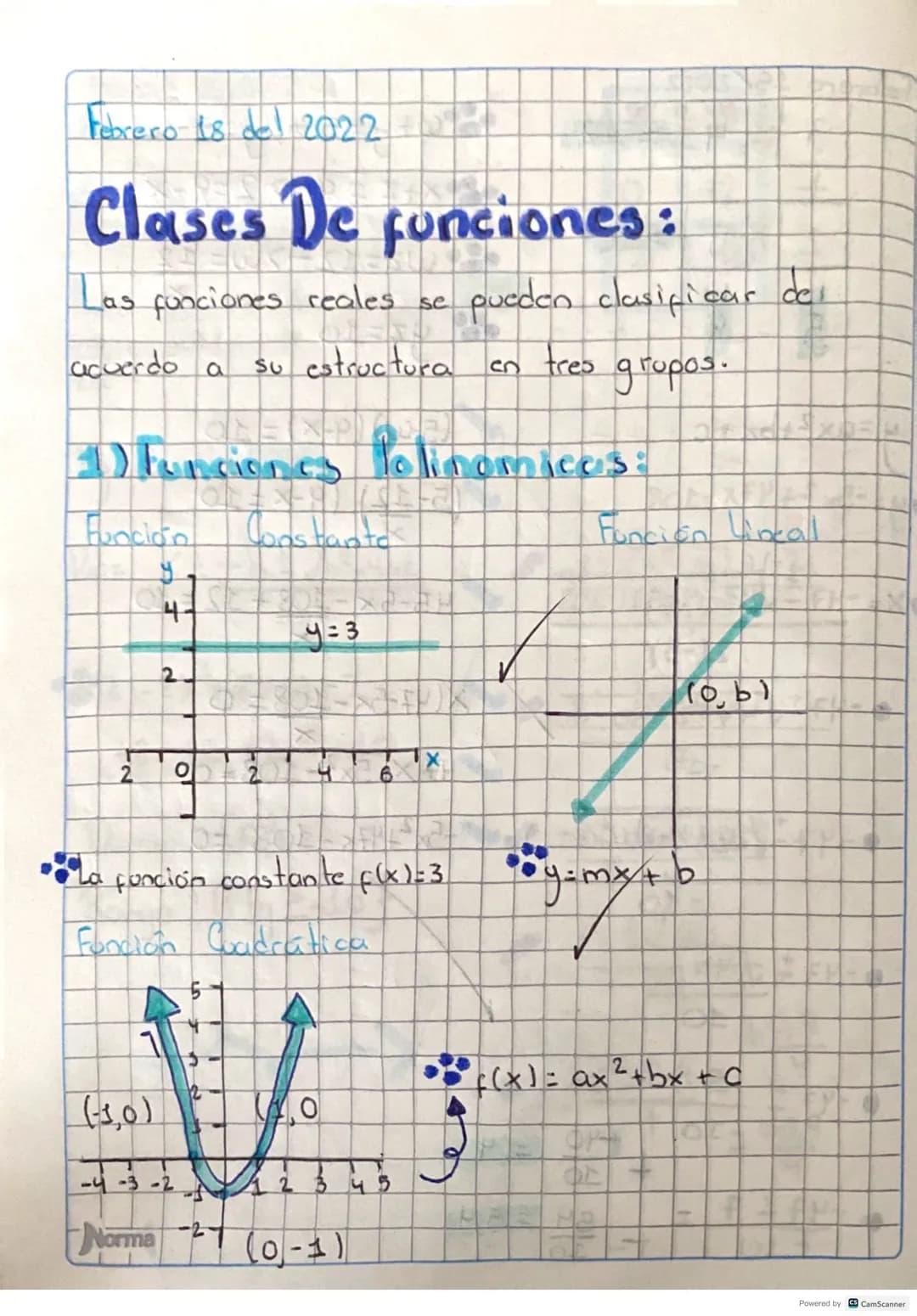 Febrero 18 del 2022
# Clases De funciones:
Las funciones reales se pueden clasificar del
acuerdo a su estructura en tres grupos.
## 1) Fun