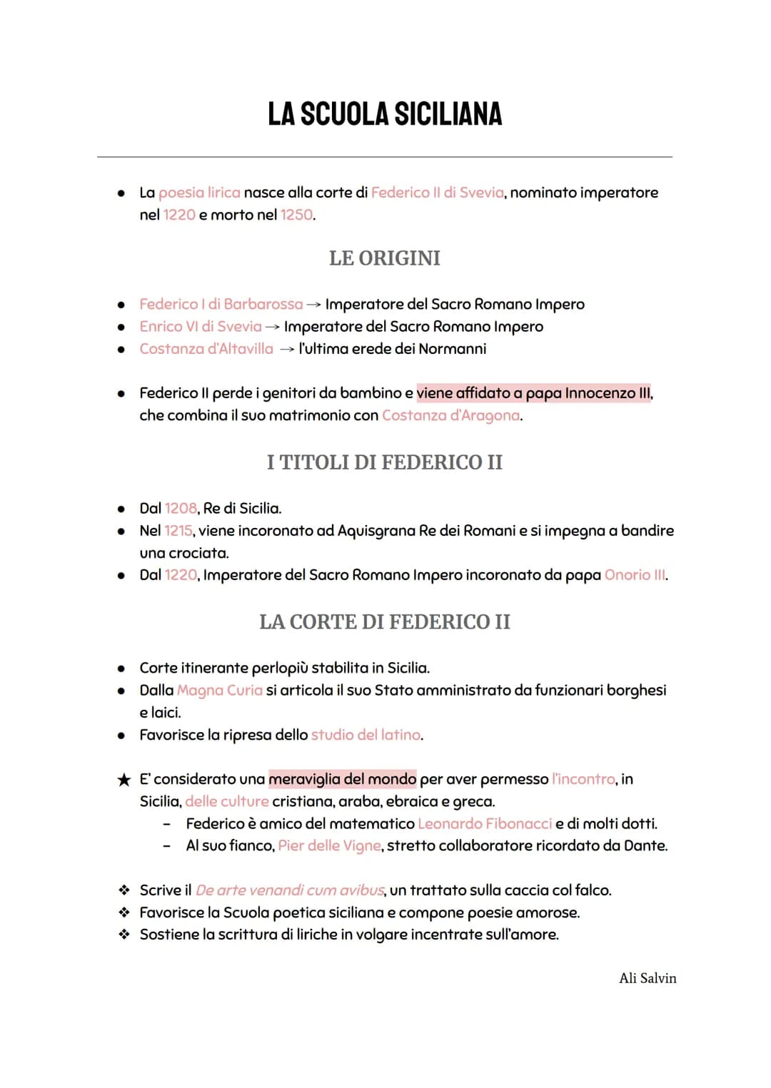 # LA SCUOLA SICILIANA
- La poesia lirica nasce alla corte di Federico II di Svevia, nominato imperatore
nel 1220 e morto nel 1250.
## LE O