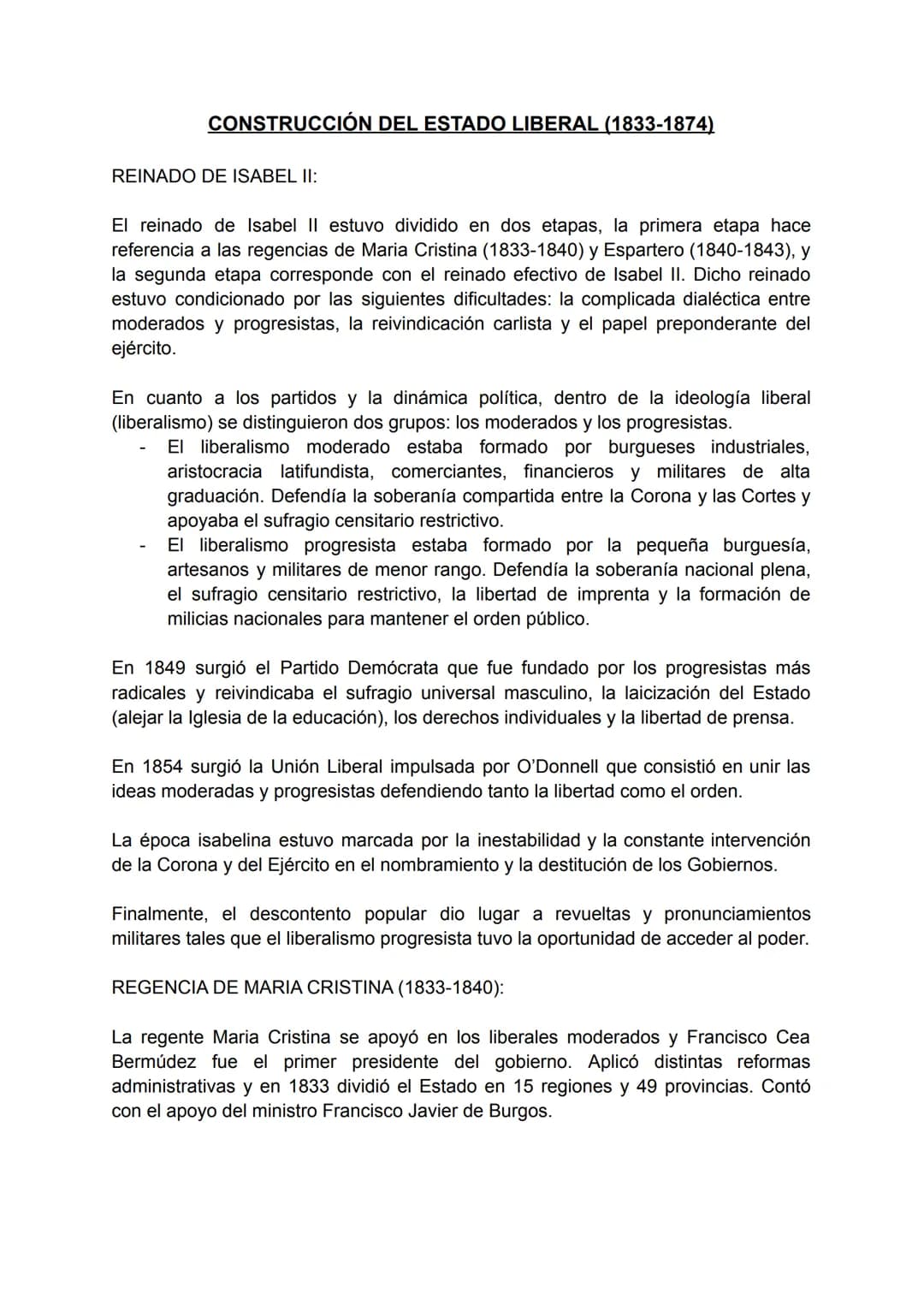 # CONSTRUCCIÓN DEL ESTADO LIBERAL (1833-1874)
REINADO DE ISABEL II:
El reinado de Isabel II estuvo dividido en dos etapas, la primera etap