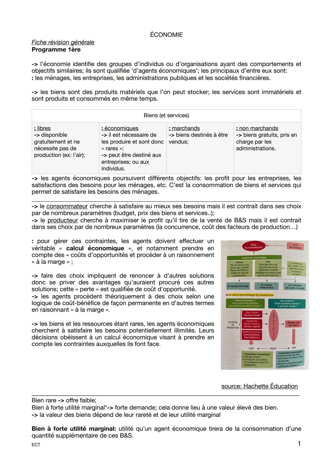 # ÉCONOMIE
Fiche révision générale
Programme 1ère
-> l'économie identifie des groupes d'individus ou d'organisations ayant des comportement