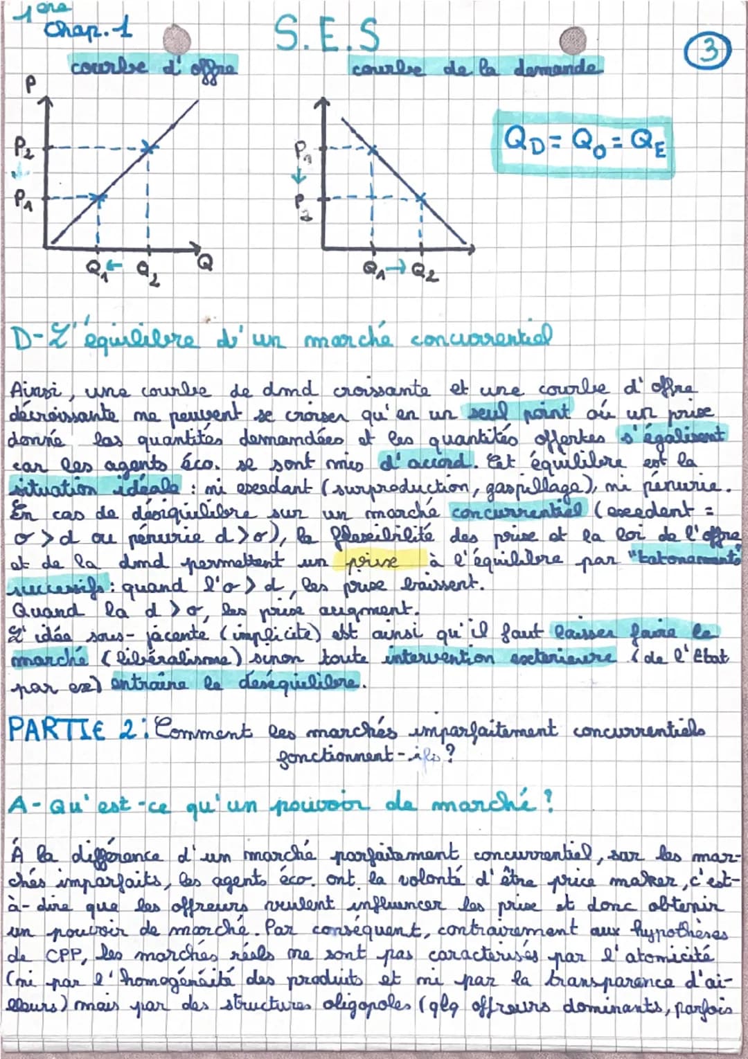 ere
1
Chap 1: Le Marché-S.E.S
④
PARTIE 1: Comment un marché concurrential fonctionne-t-is?
A-Qu'est-ce qu' en marché?
Le marché est une ins